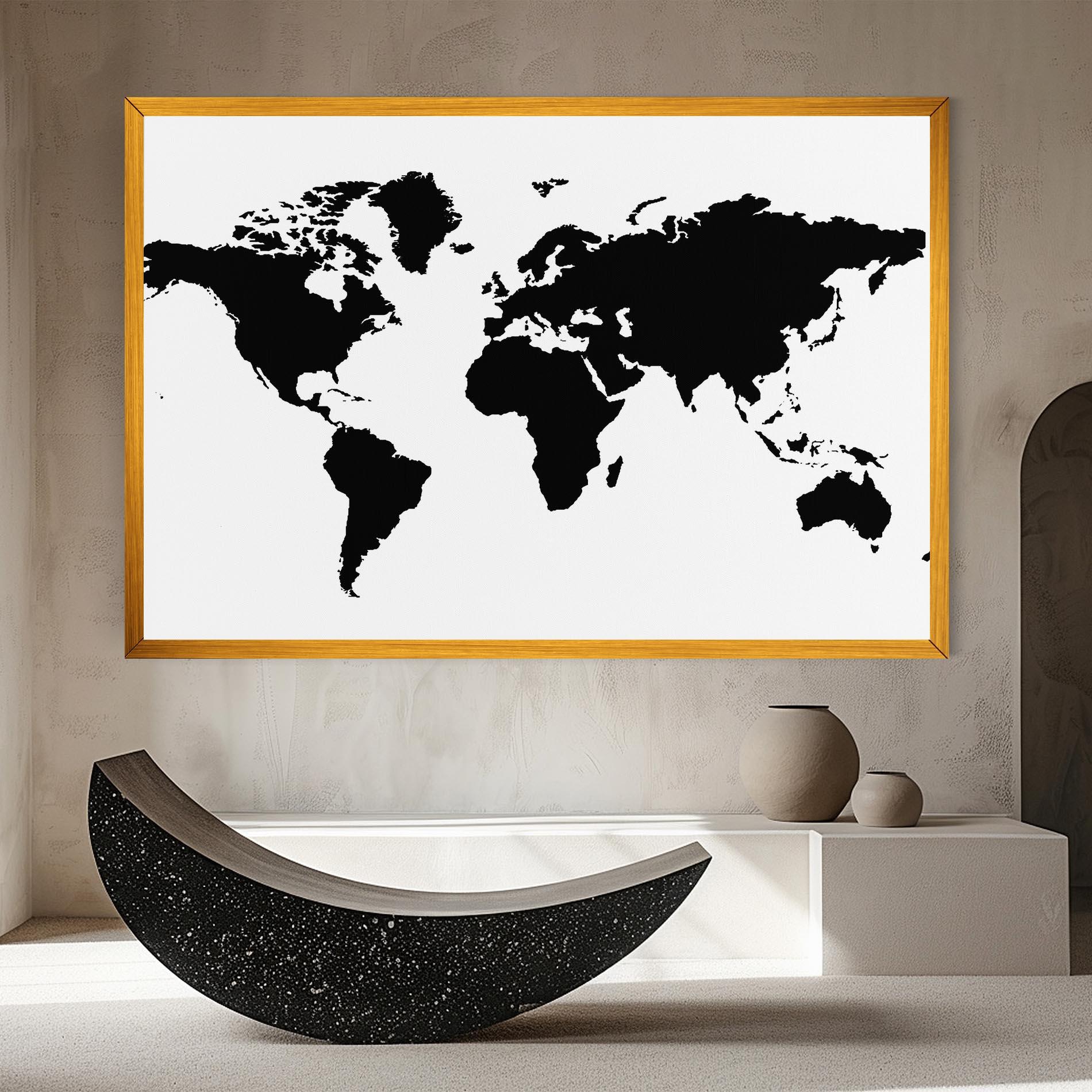 Leinwandbild Global Black Map mockup 8