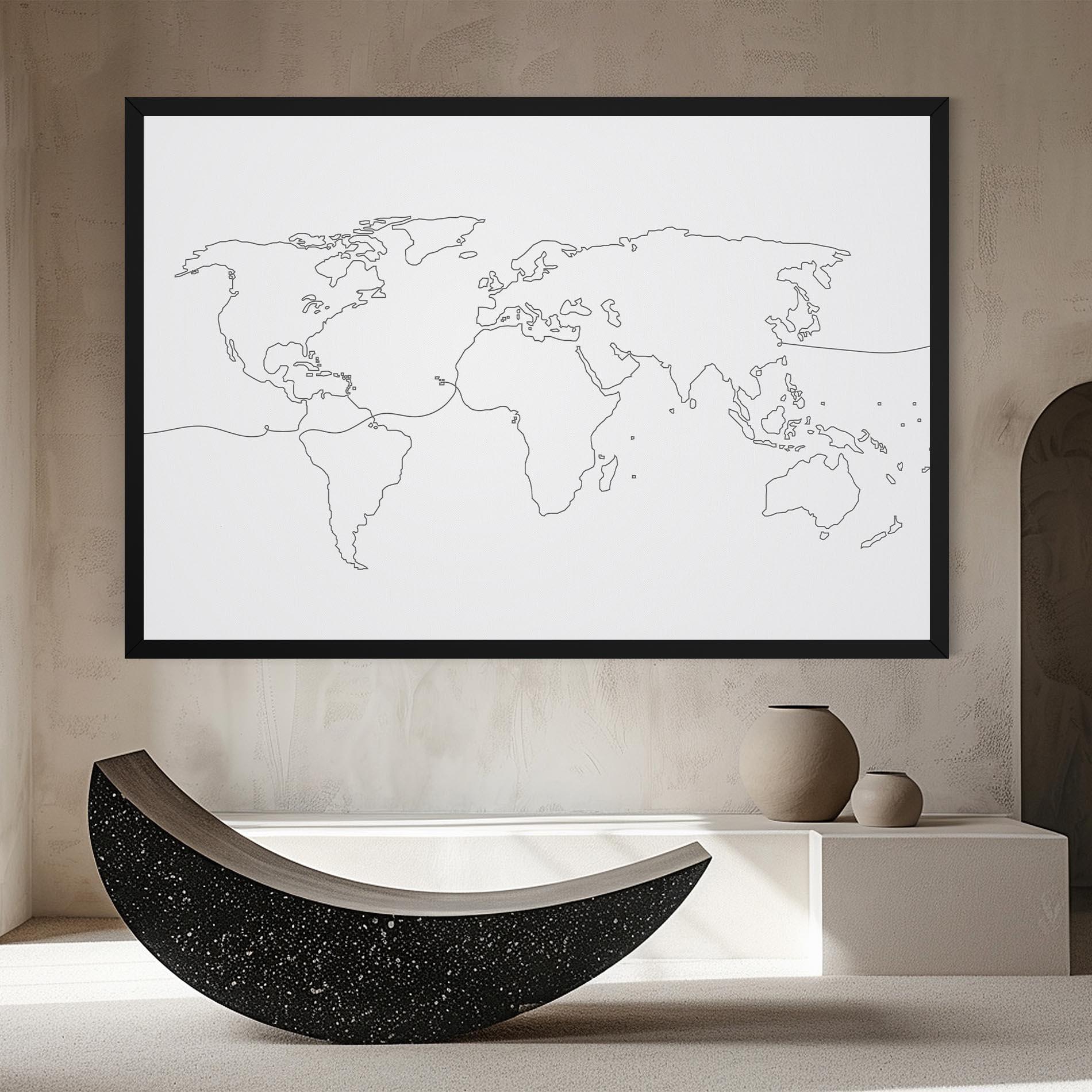 Leinwandbild Continuous Line Map mockup 8