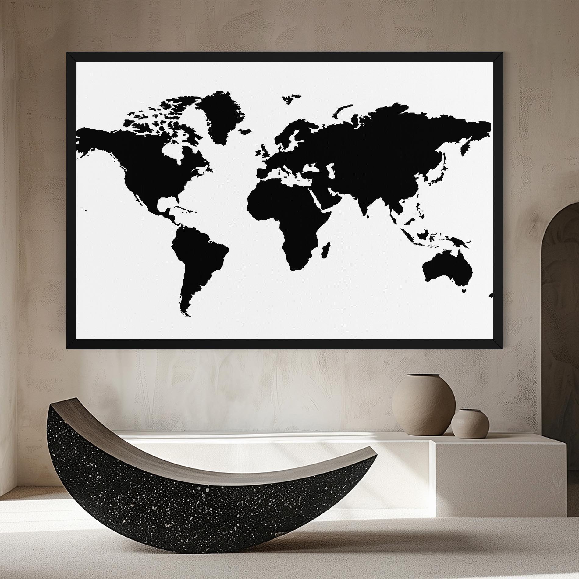 Leinwandbild Global Black Map mockup 8