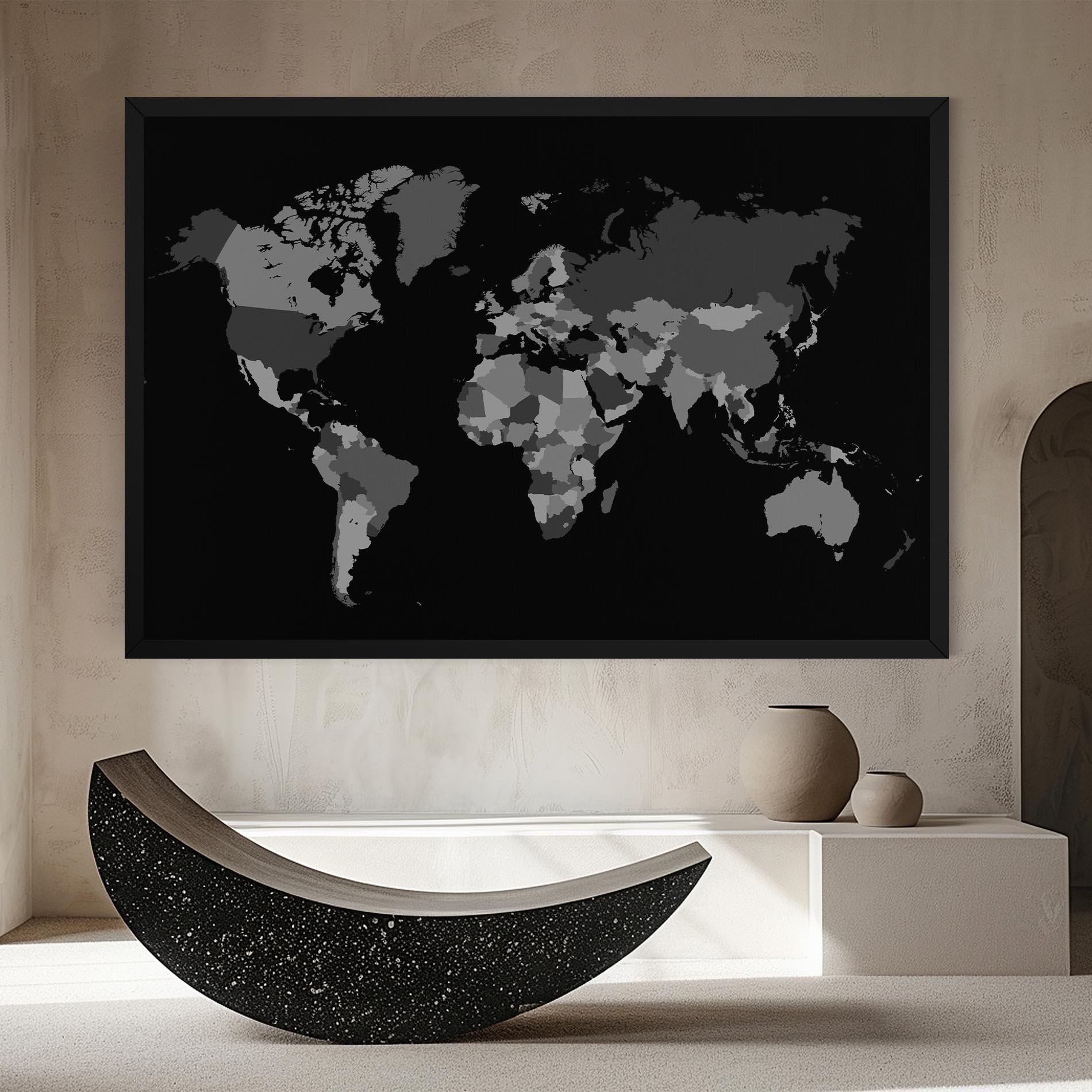 Leinwandbild Grey Map World mockup 8