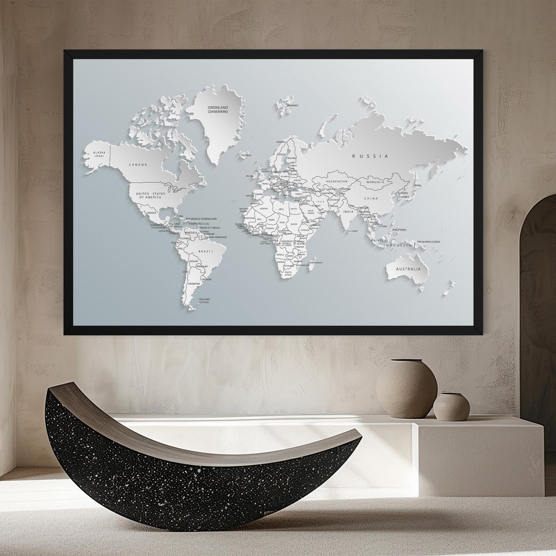 Leinwandbild Grey White Map mockup 8