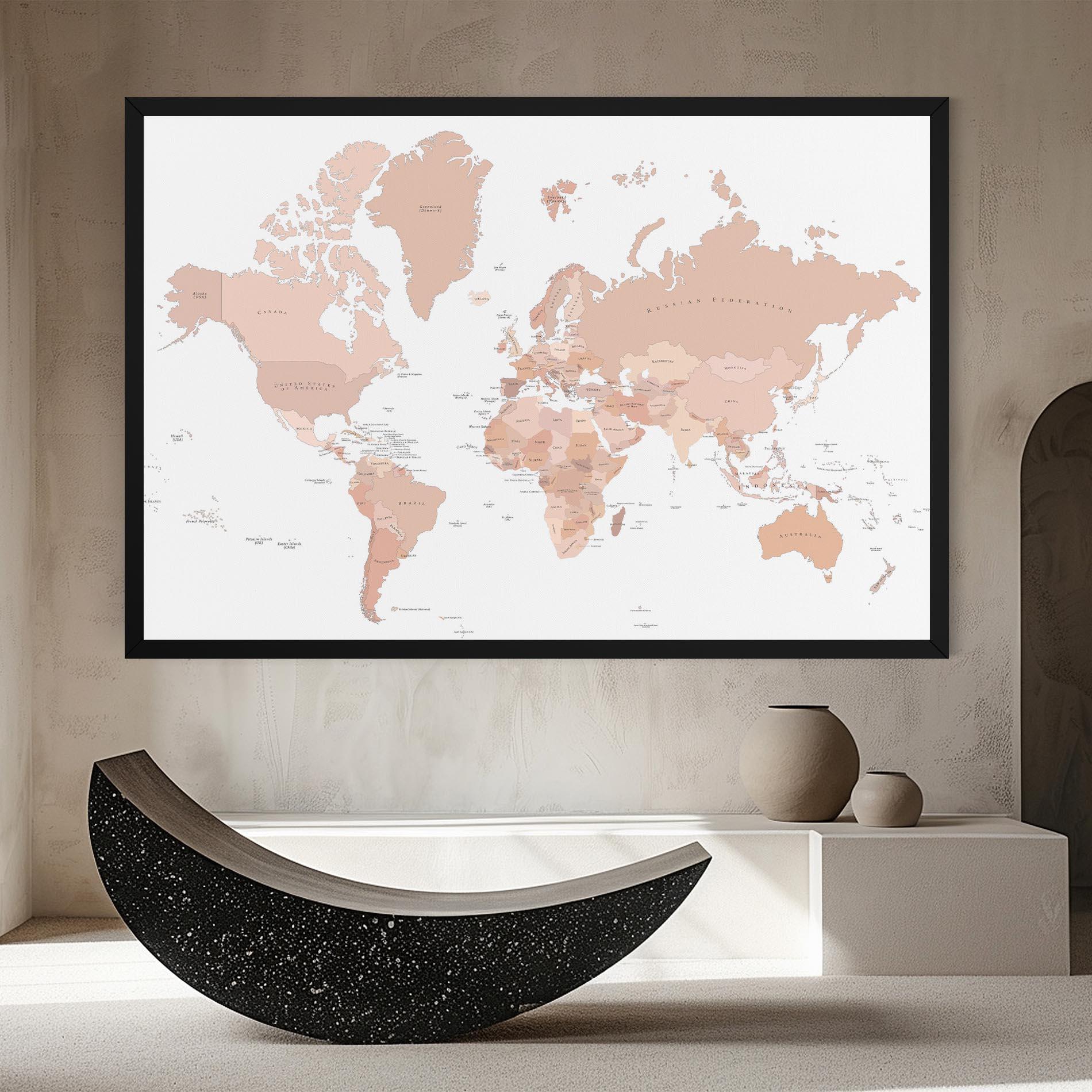 Leinwandbild Pink World Map mockup 8