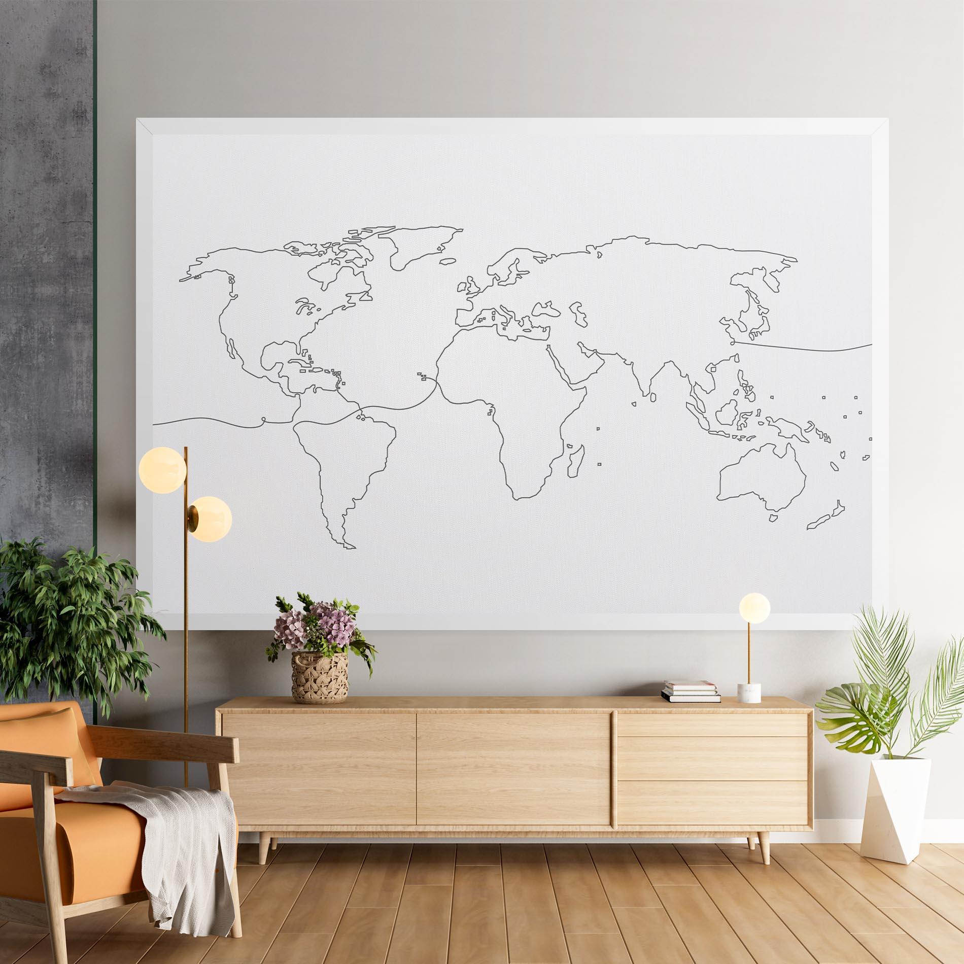 Leinwandbild Continuous Line Map mockup 9