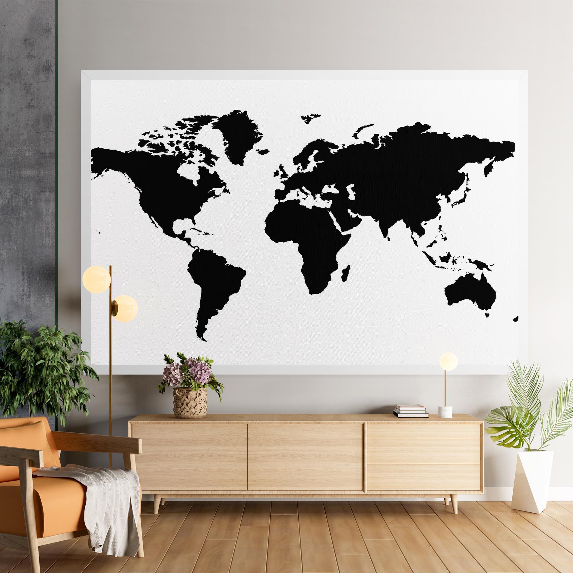 Leinwandbild Global Black Map mockup 9
