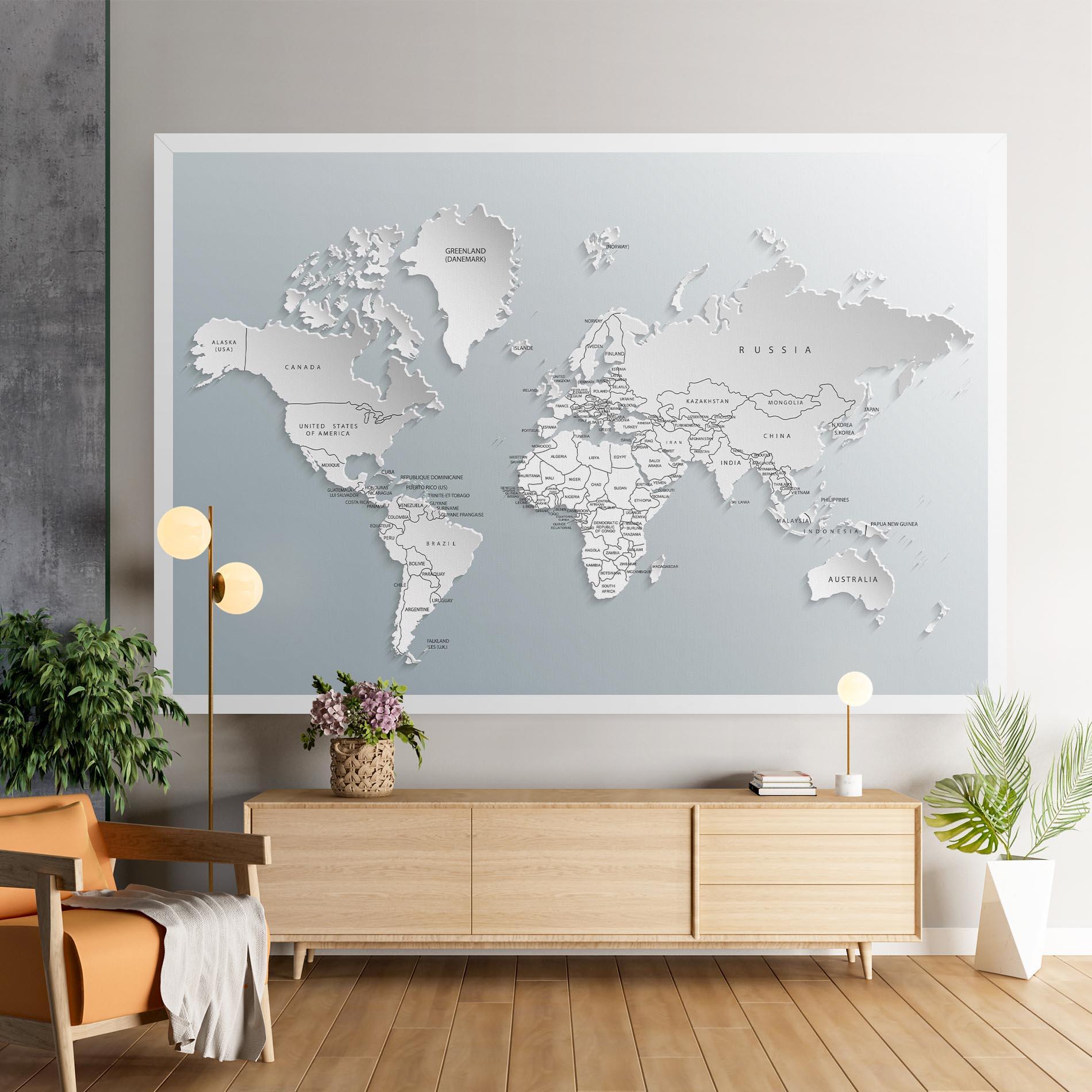 Leinwandbild Grey White Map mockup 9