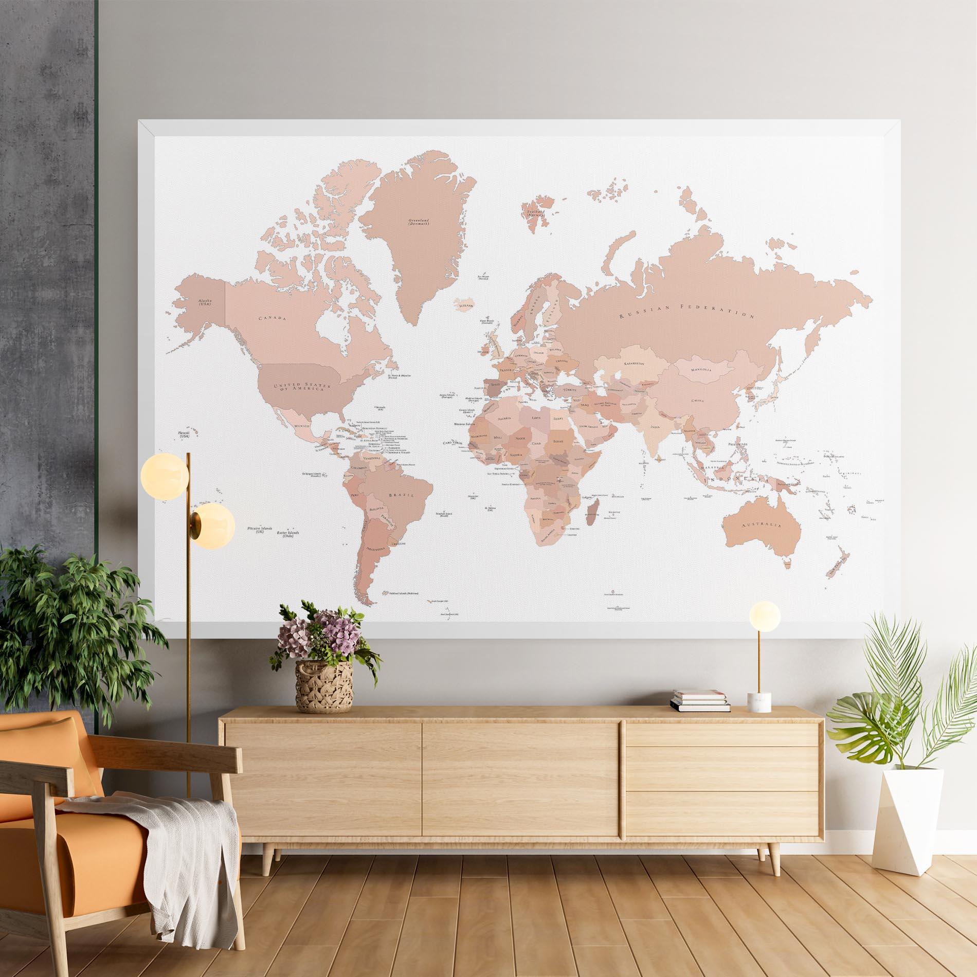 Leinwandbild Pink World Map mockup 9