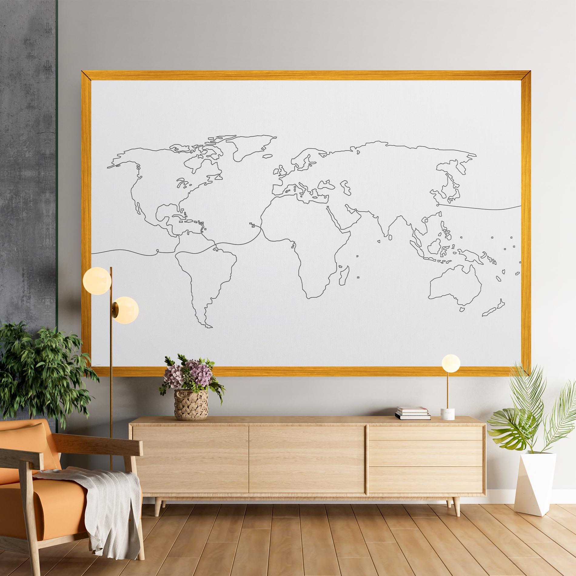 Leinwandbild Continuous Line Map mockup 9