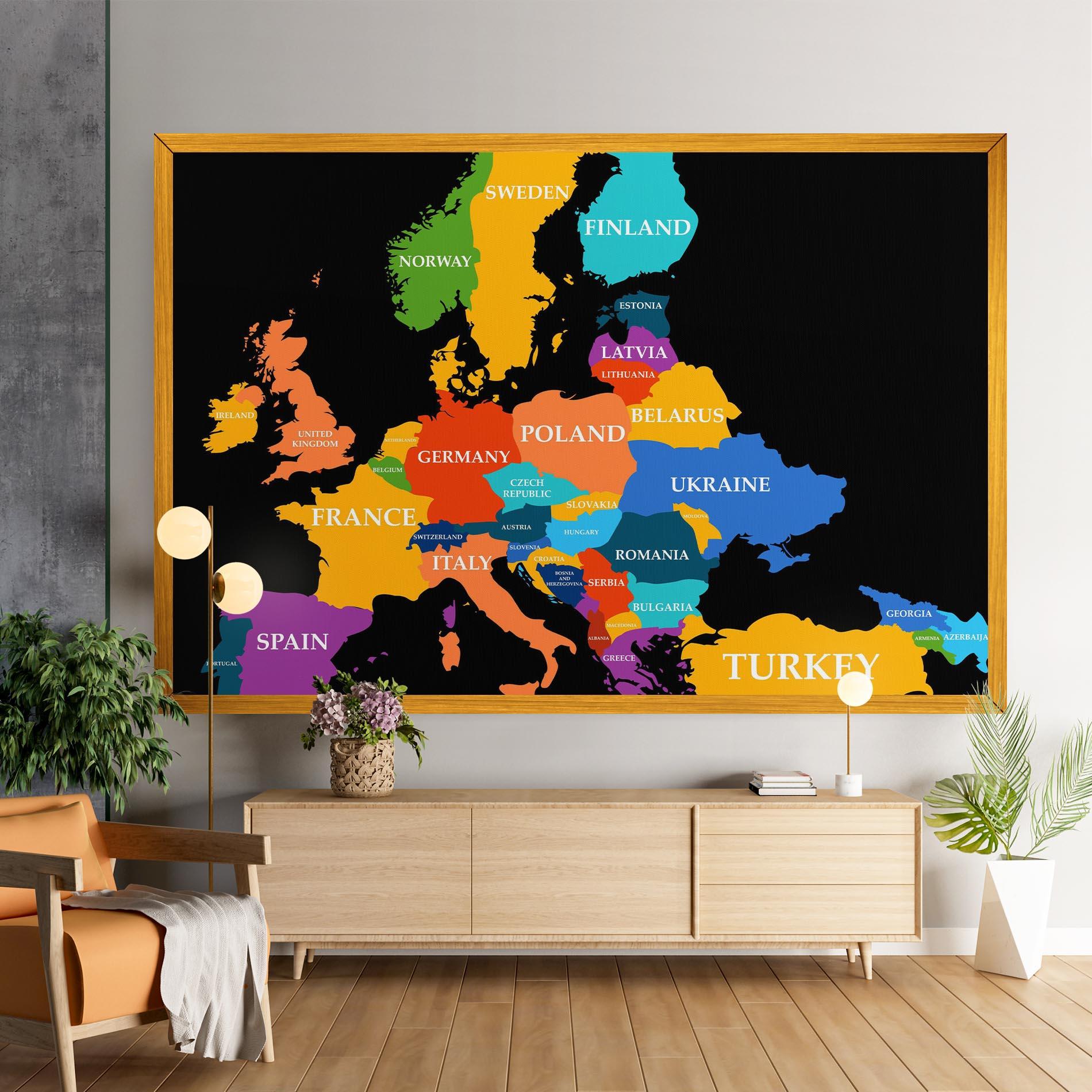 Leinwandbild Europe Map Art mockup 9