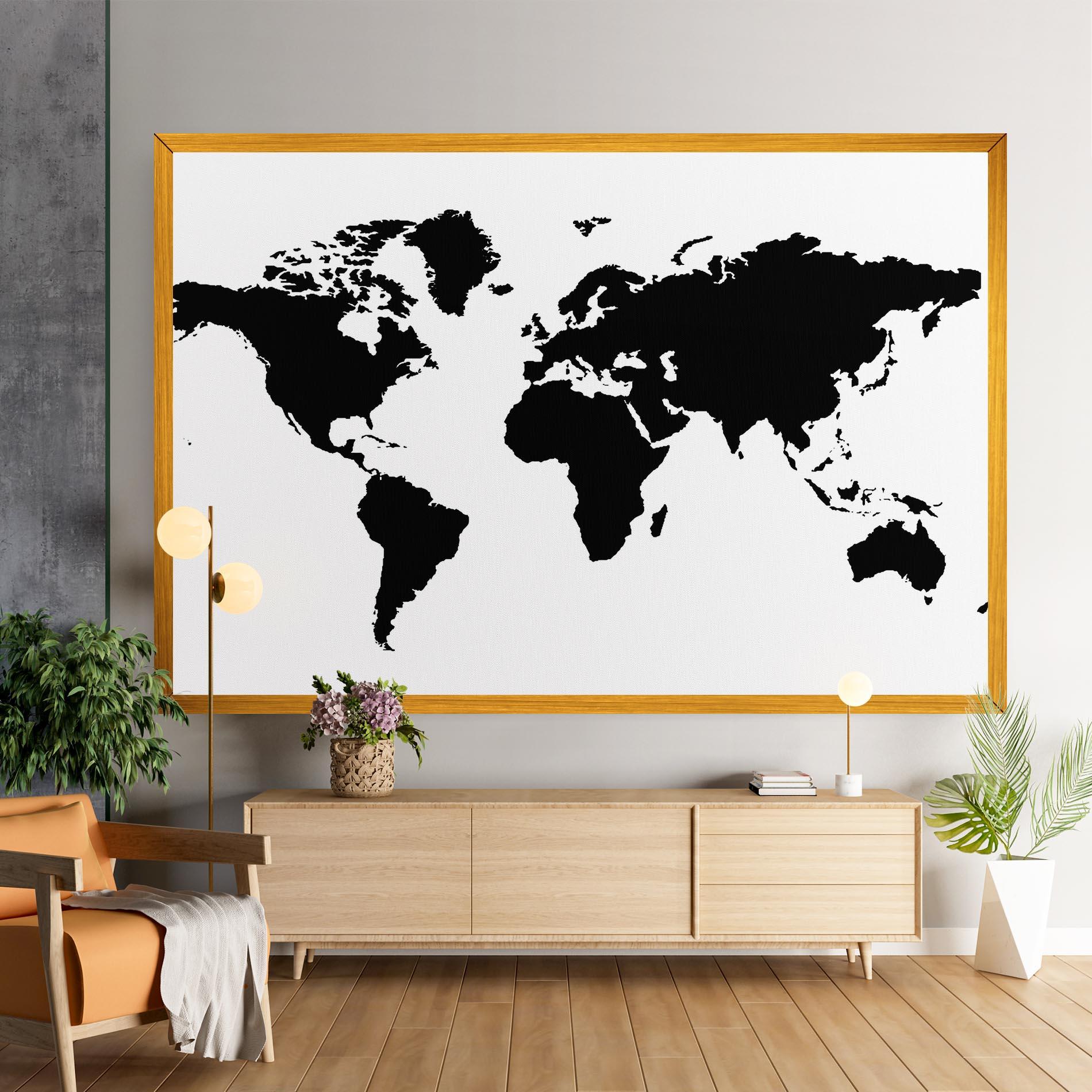 Leinwandbild Global Black Map mockup 9
