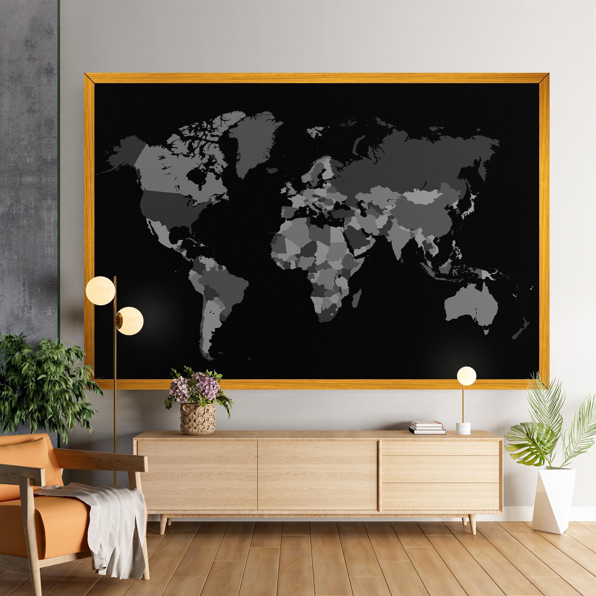 Leinwandbild Grey Map World mockup 9