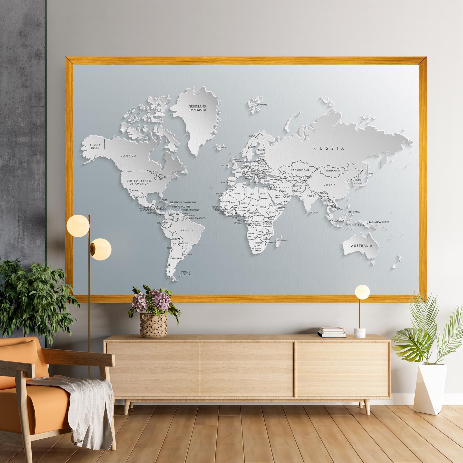 Leinwandbild Grey White Map mockup 9