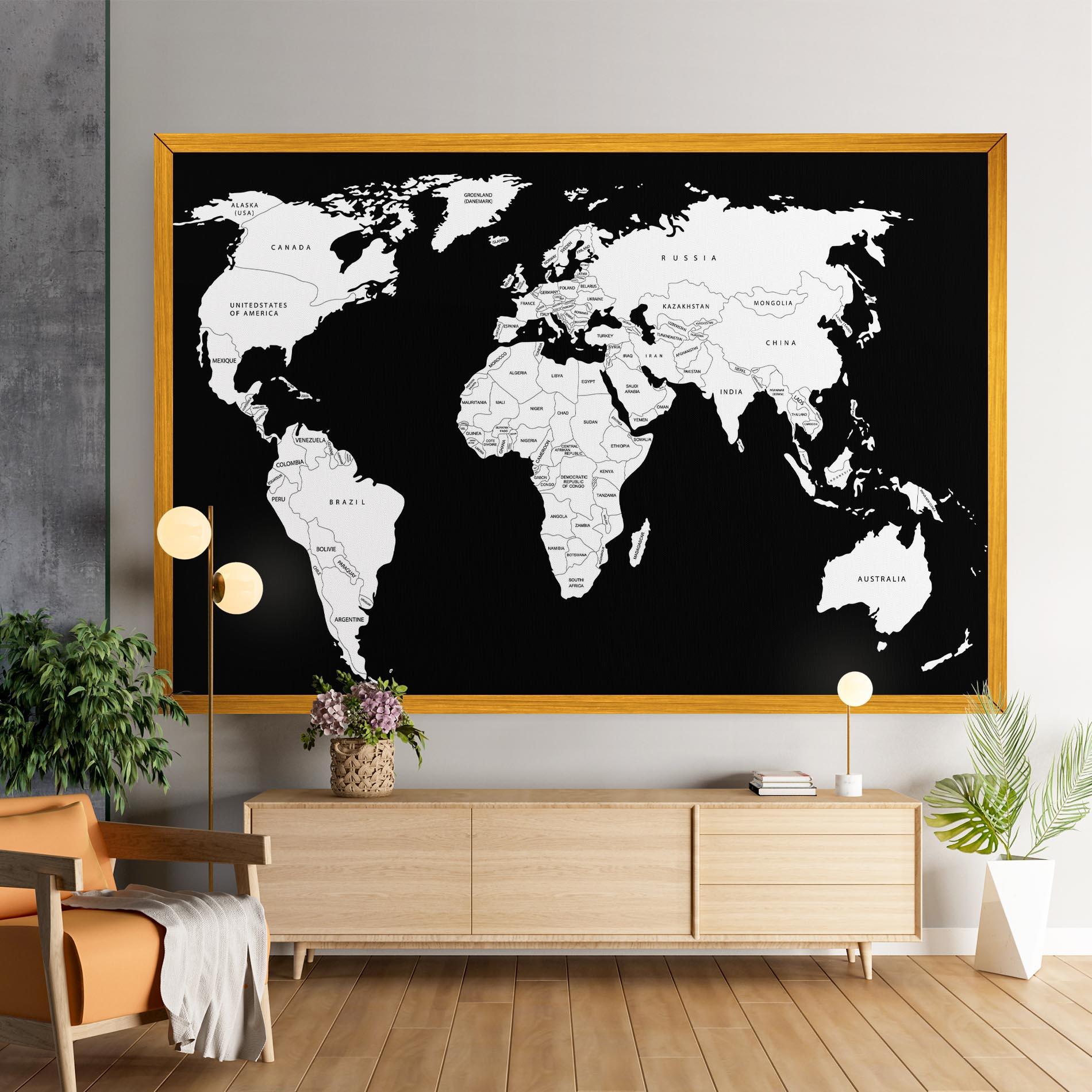 Leinwandbild White World Map mockup 9