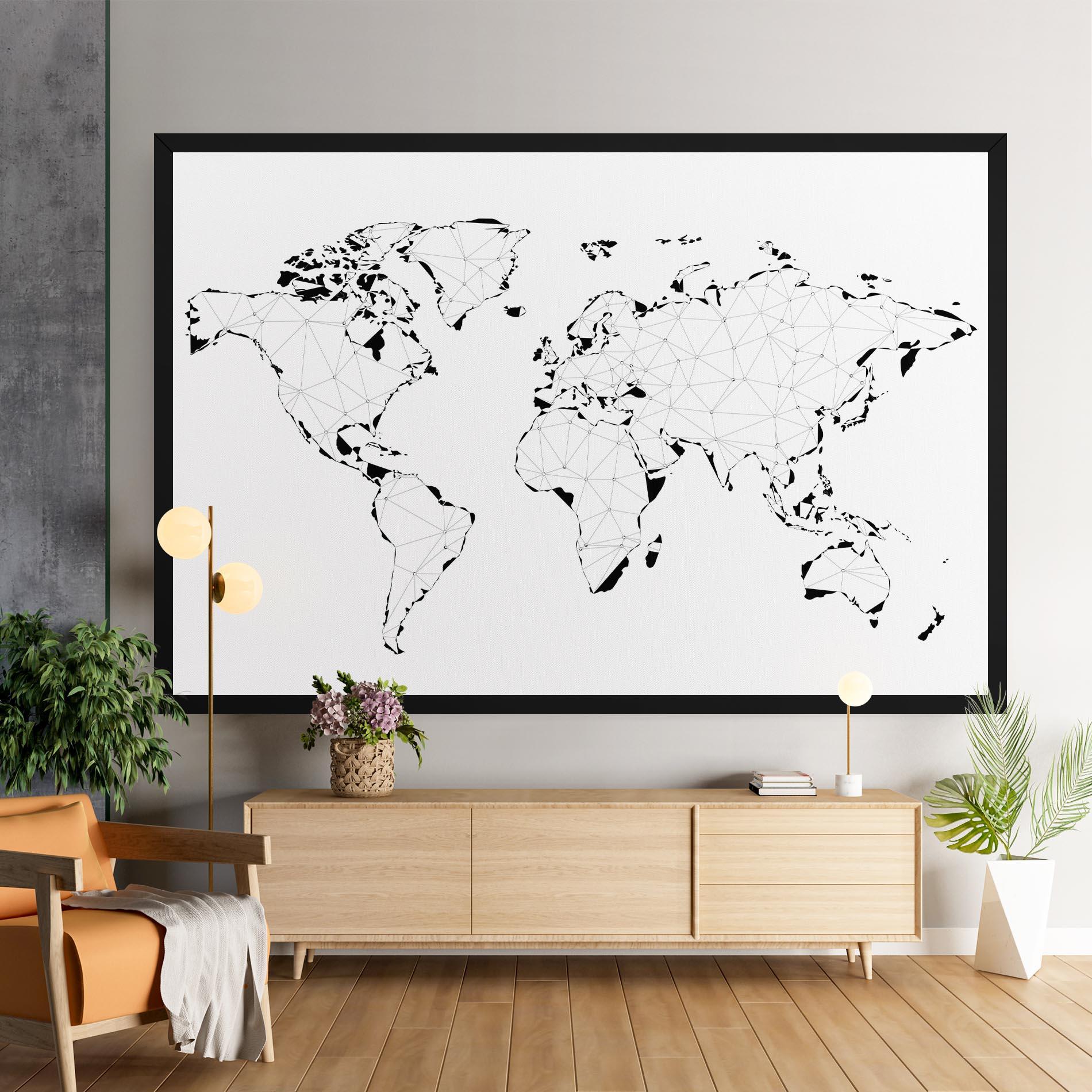 Leinwandbild Black Line Map mockup 9