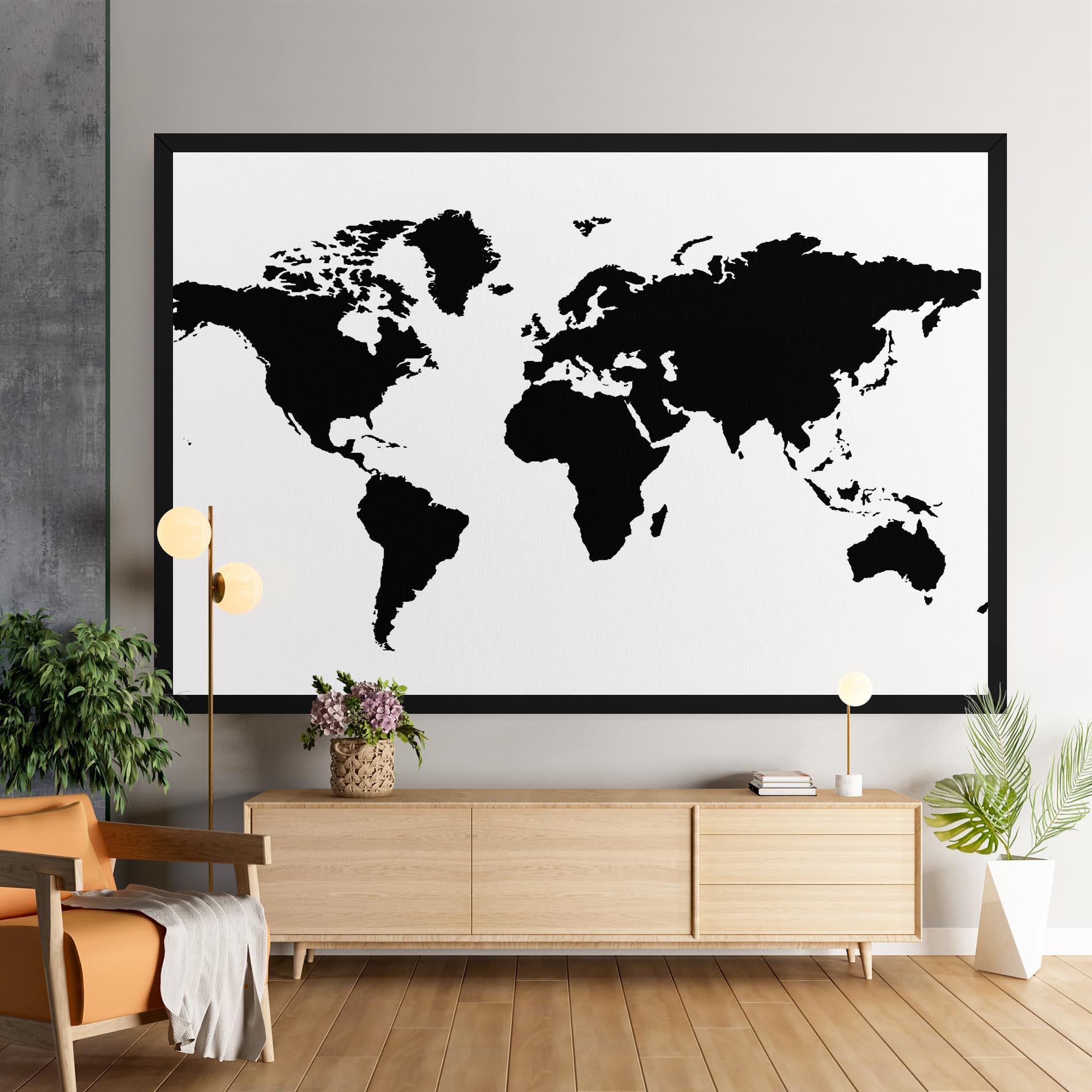 Leinwandbild Global Black Map mockup 9
