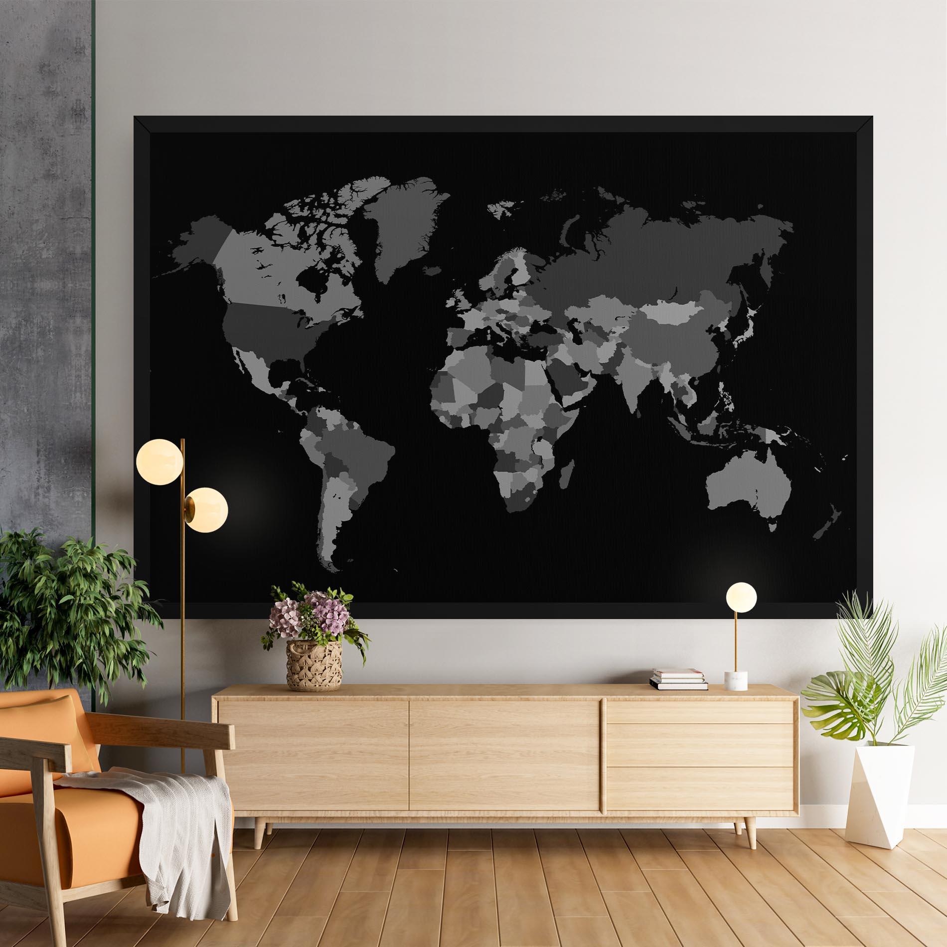 Leinwandbild Grey Map World mockup 9