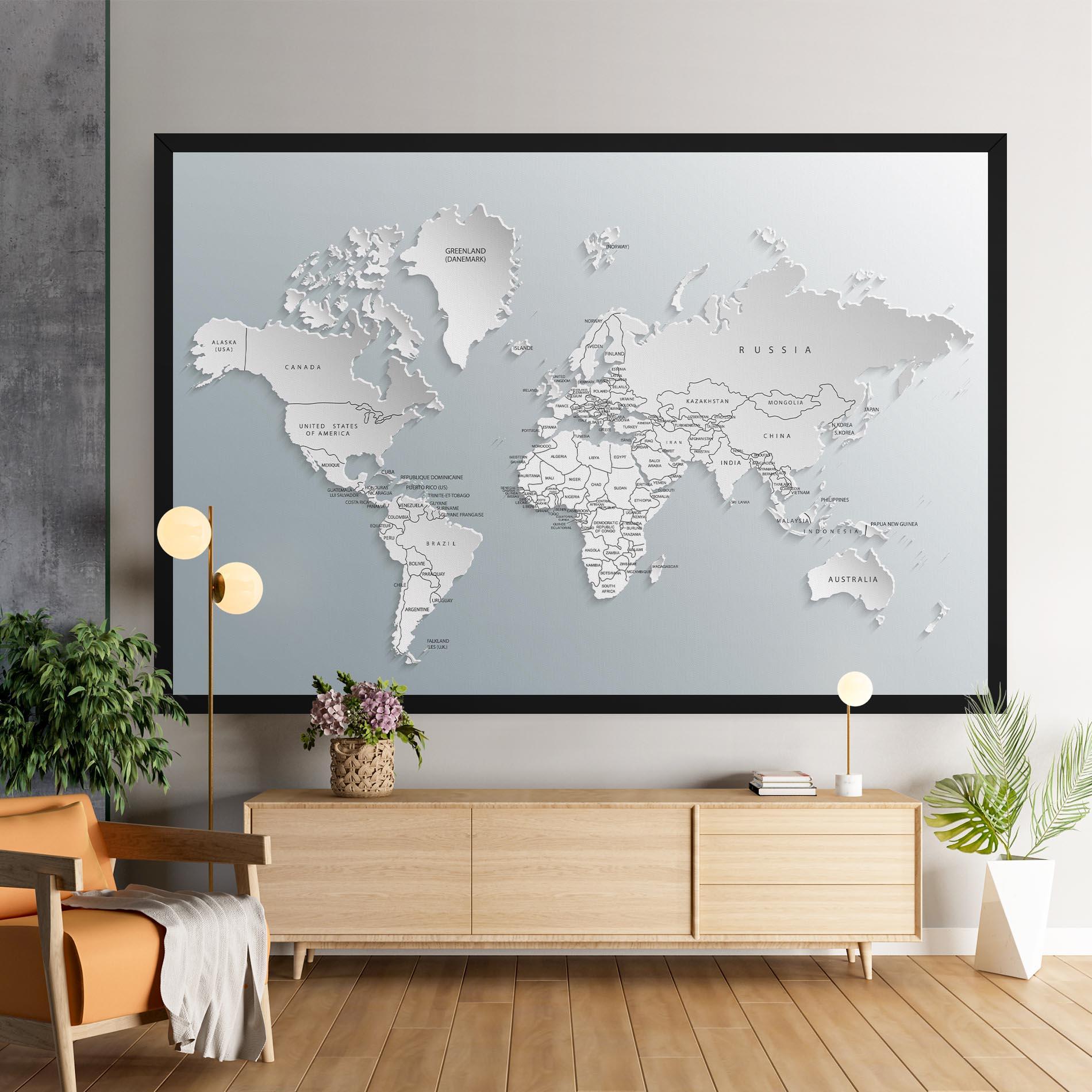 Leinwandbild Grey White Map mockup 9