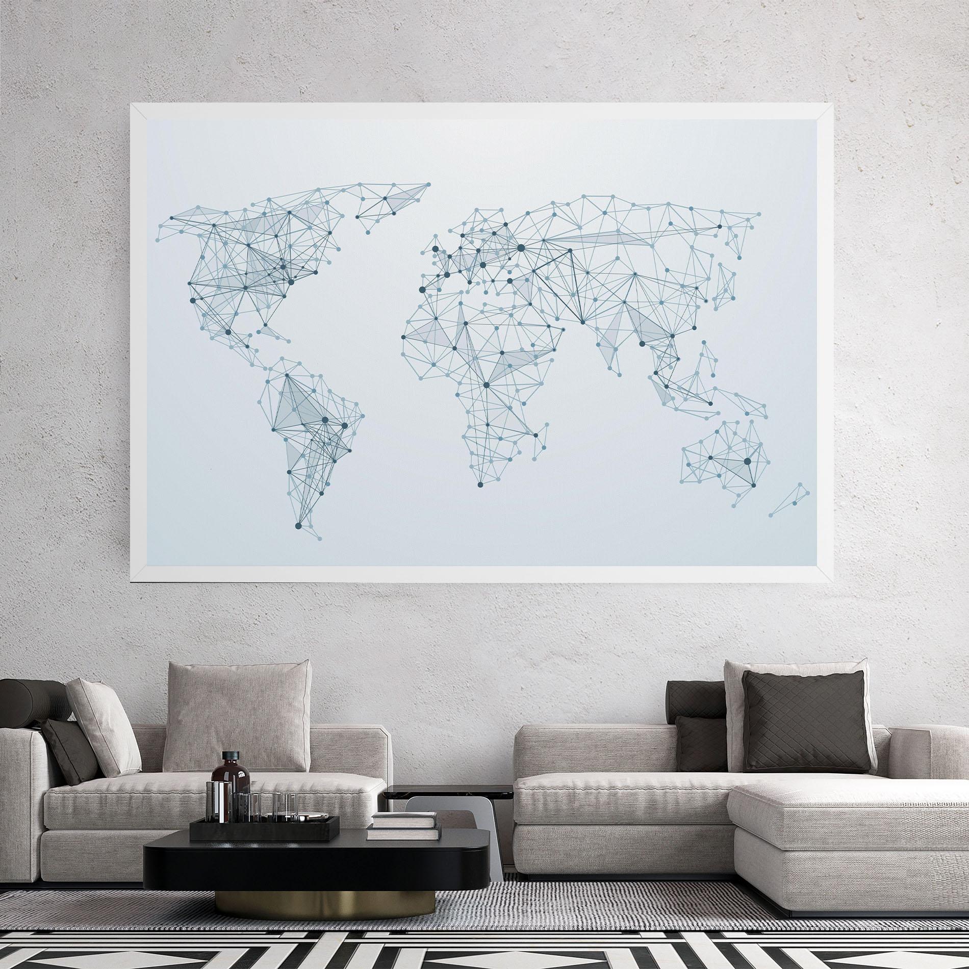 Leinwandbild Blue Line Map mockup 2