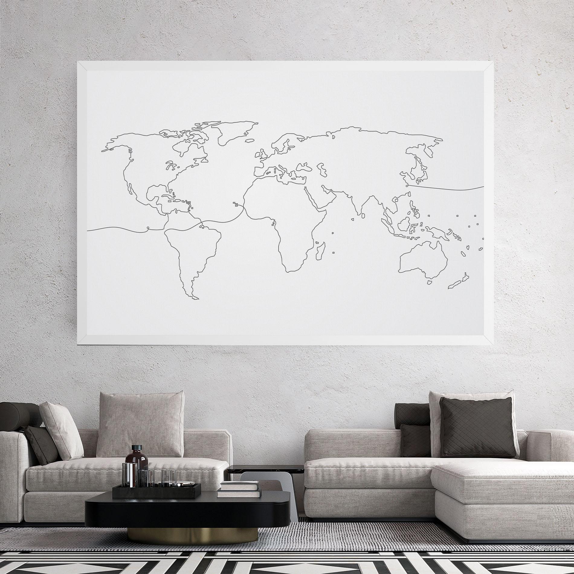 Leinwandbild Continuous Line Map mockup 2