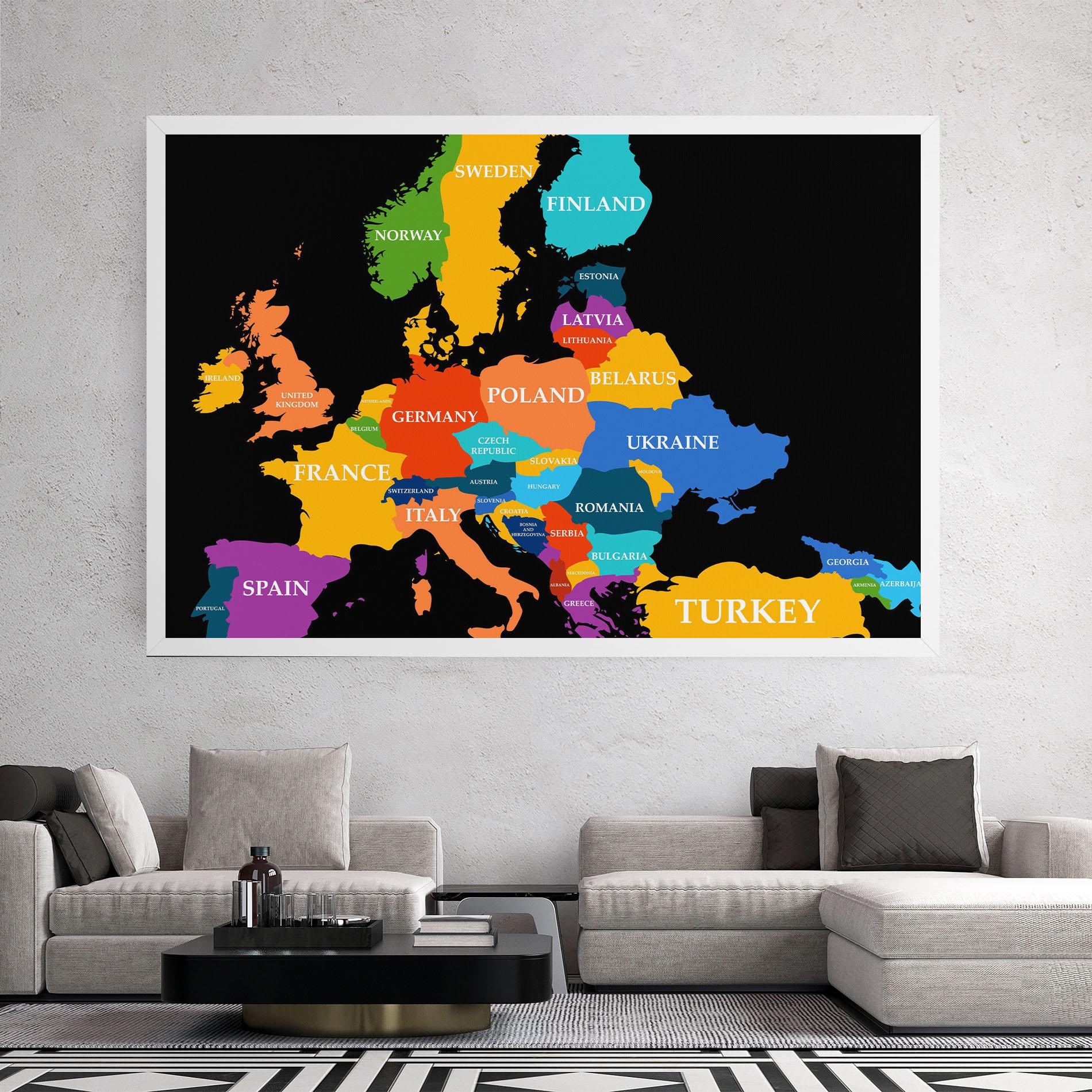 Leinwandbild Europe Map Art mockup 2