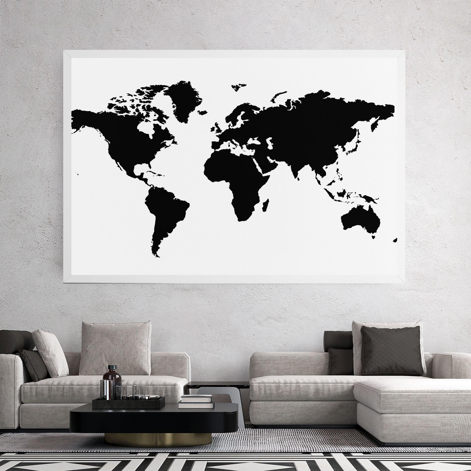 Leinwandbild Global Black Map mockup 2