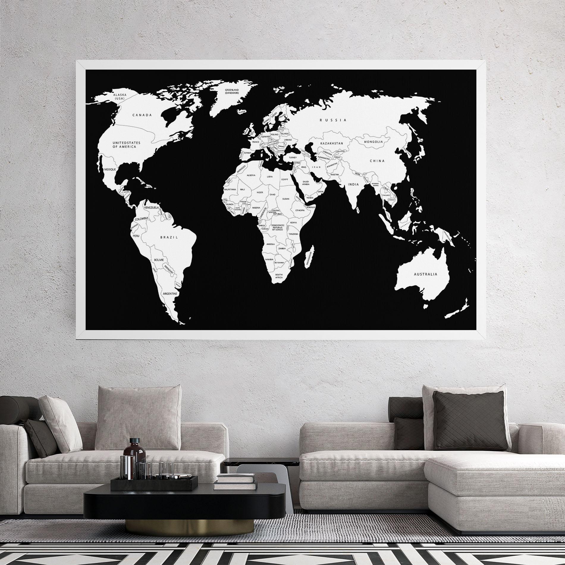Leinwandbild White World Map mockup 2