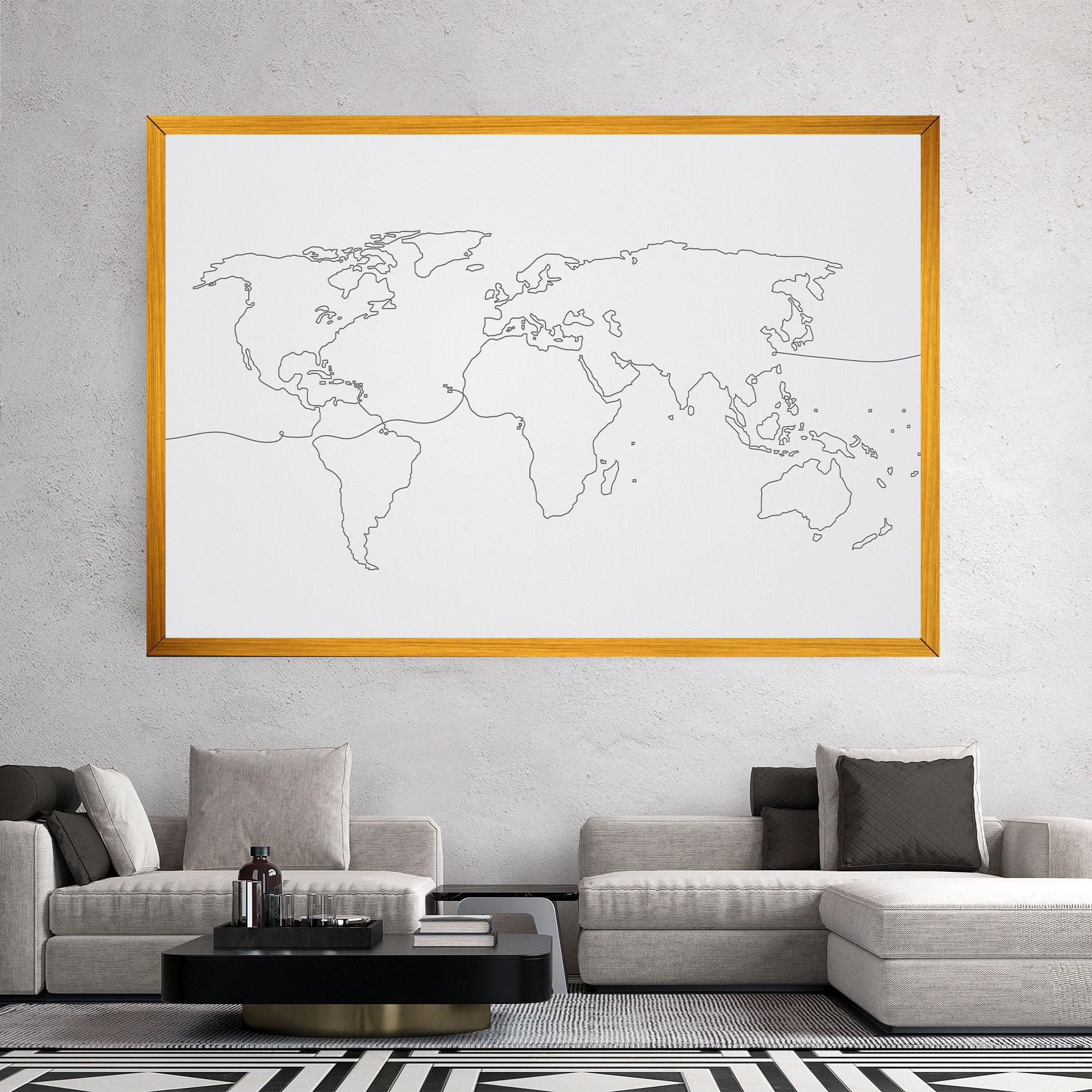 Leinwandbild Continuous Line Map mockup 2