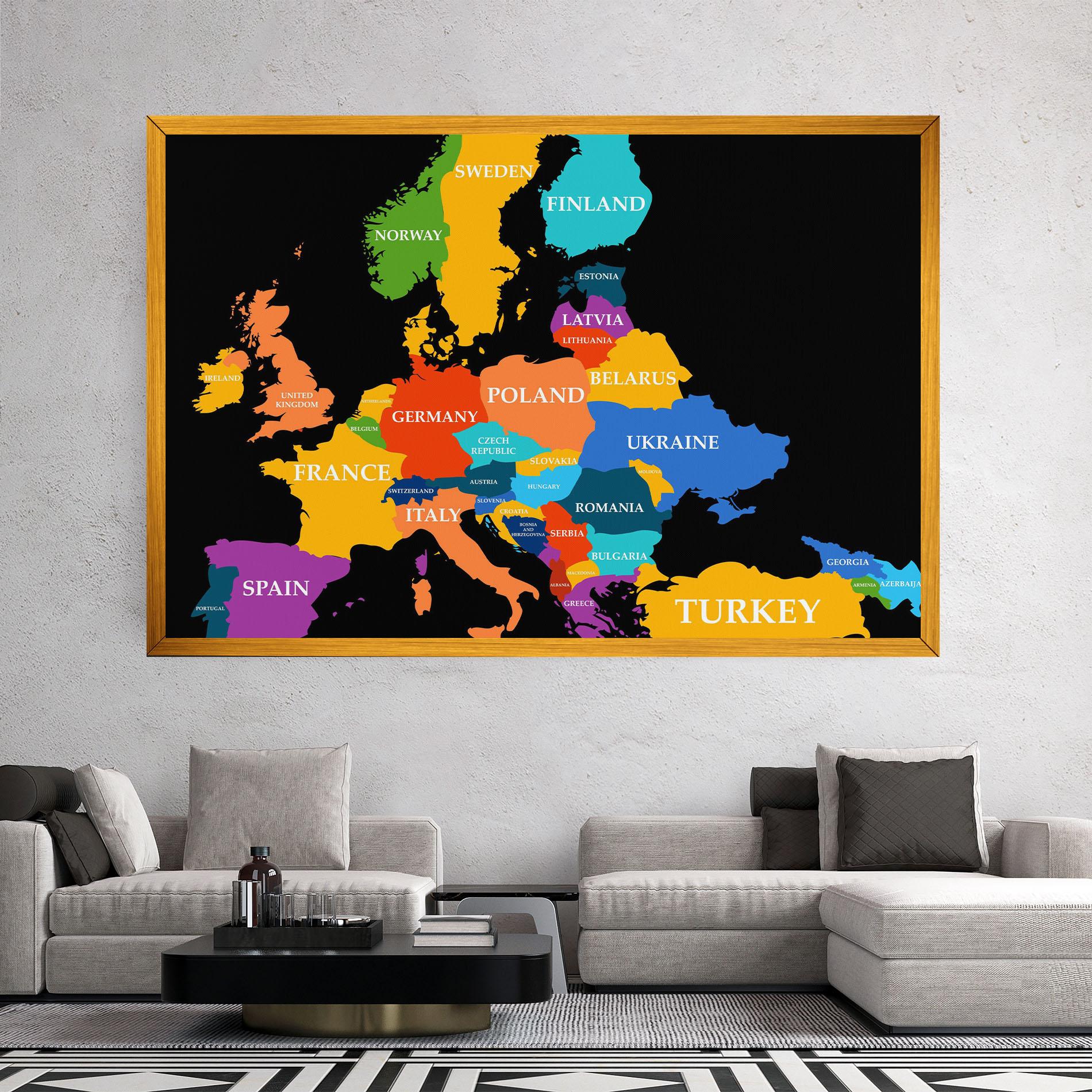 Leinwandbild Europe Map Art mockup 2