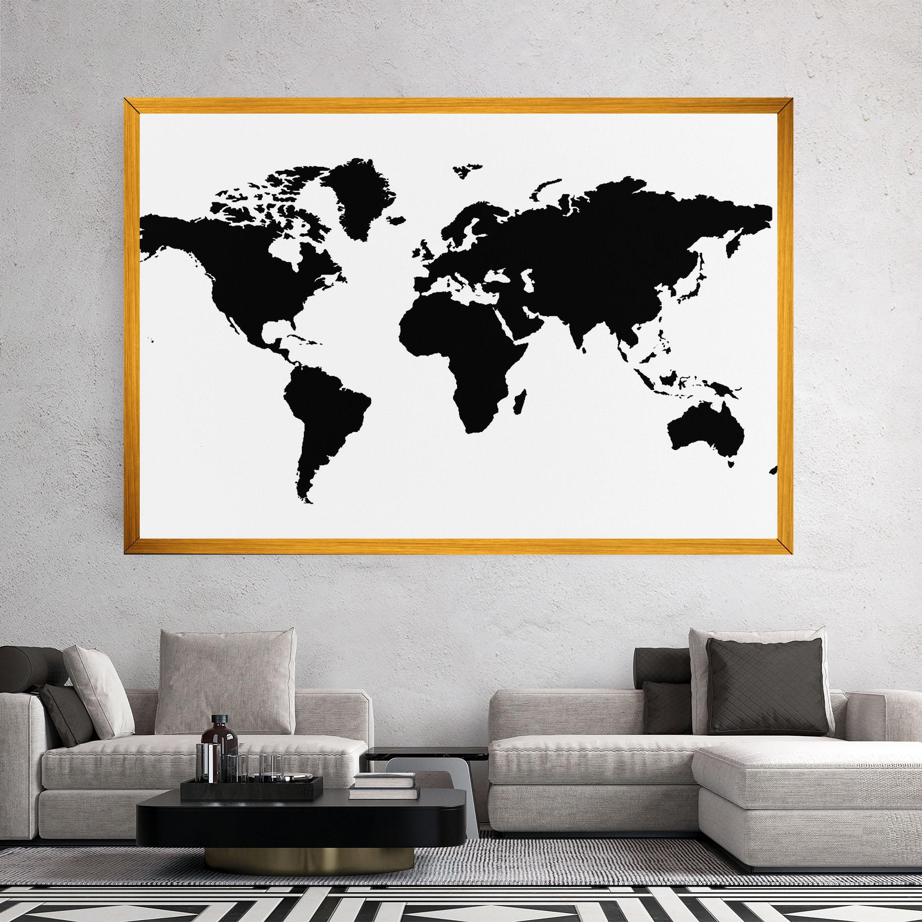 Leinwandbild Global Black Map mockup 2