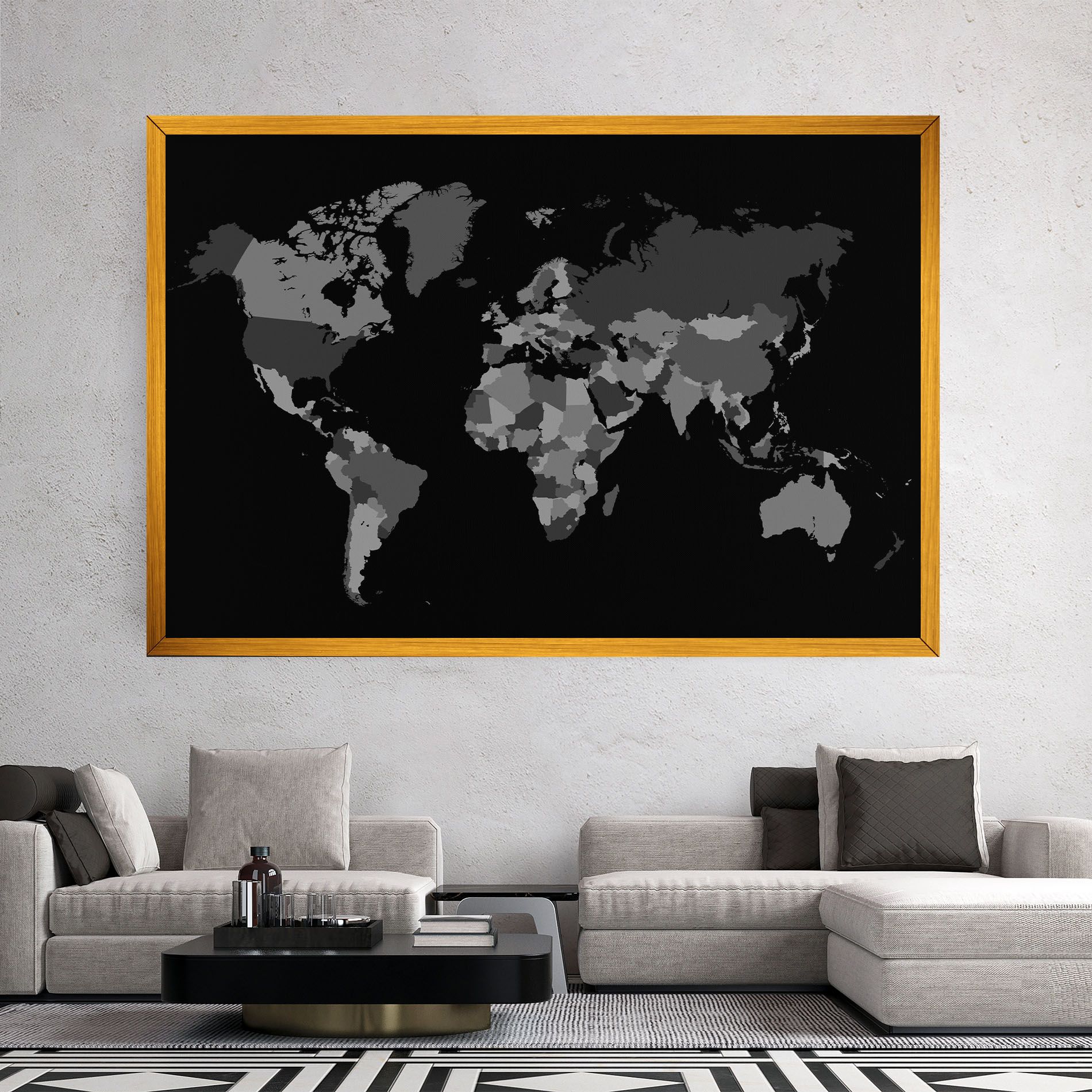 Grey Map World mockup 2