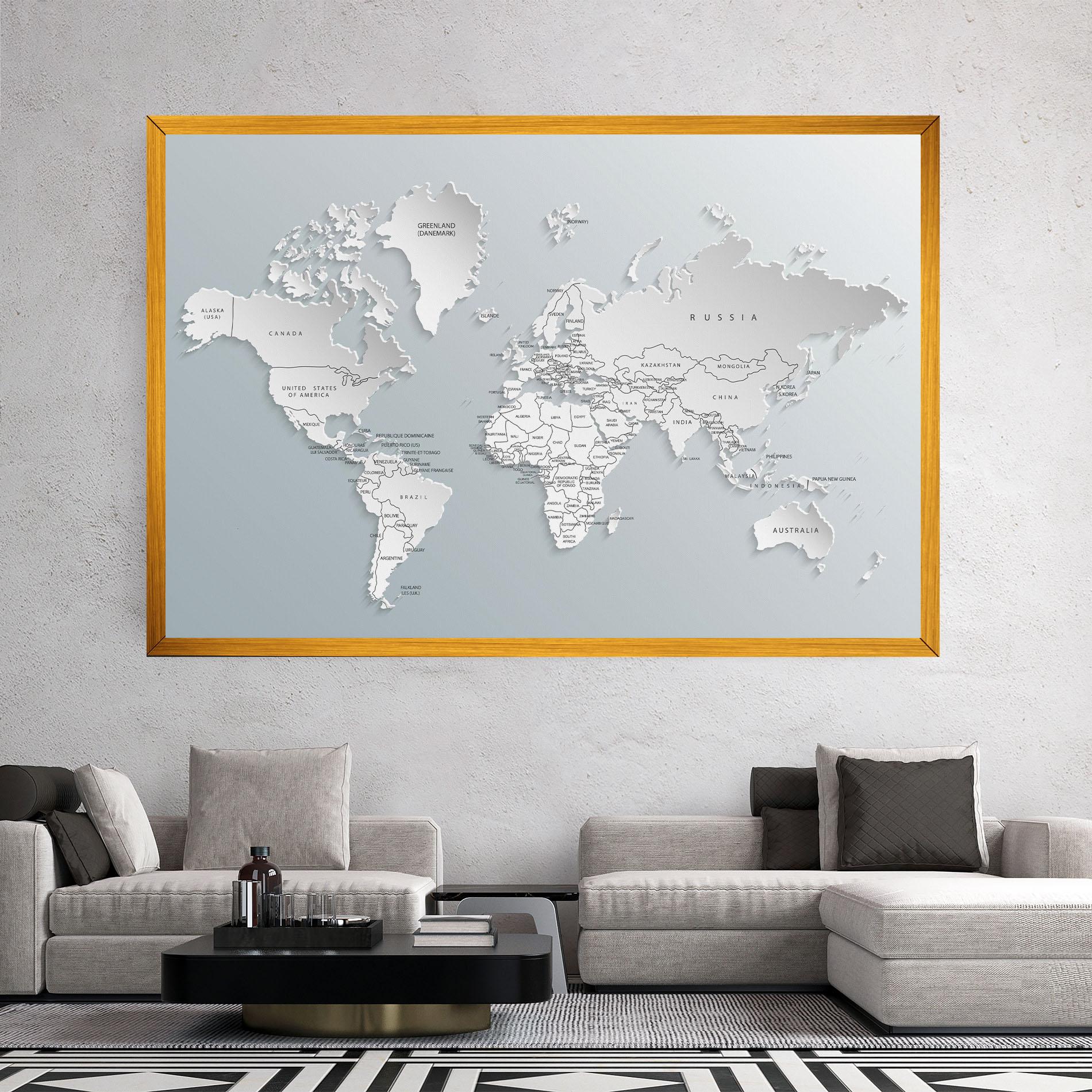 Leinwandbild Grey White Map mockup 2