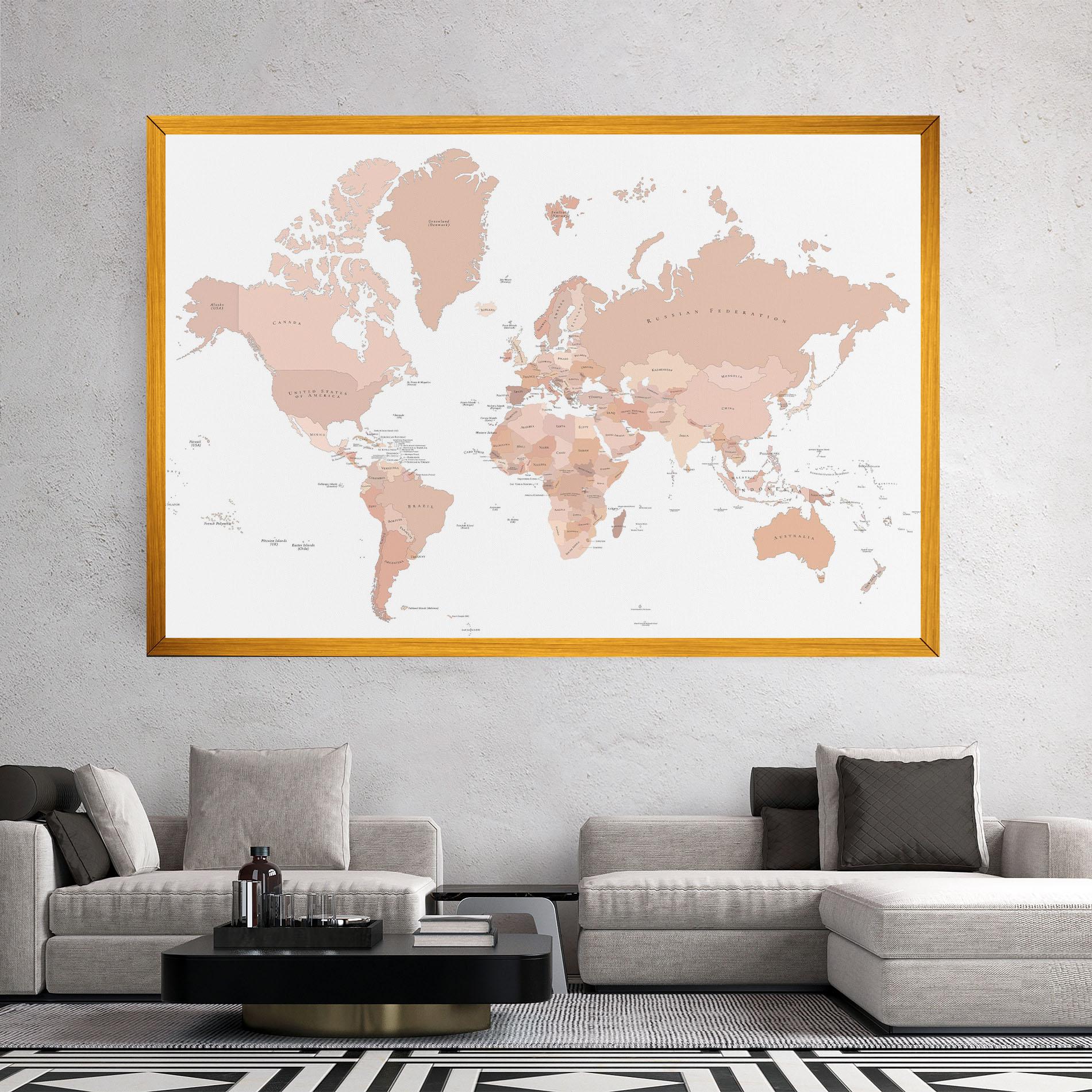 Leinwandbild Pink World Map mockup 2