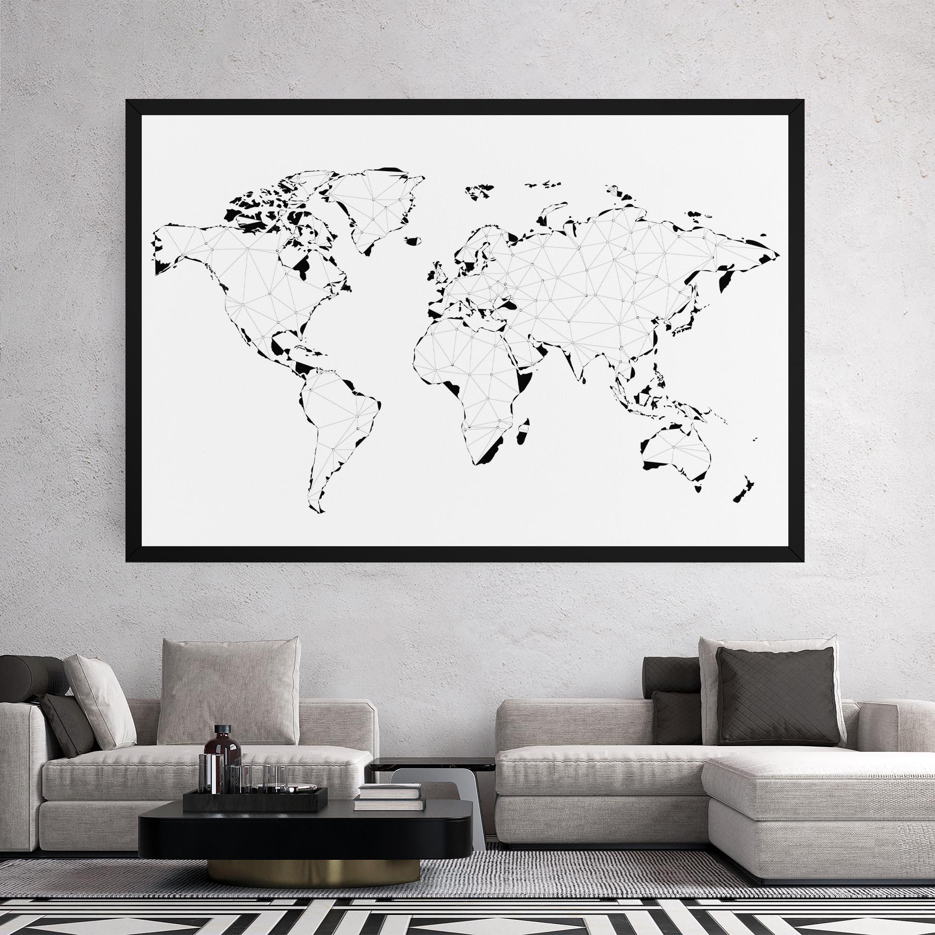 Leinwandbild Black Line Map mockup 2