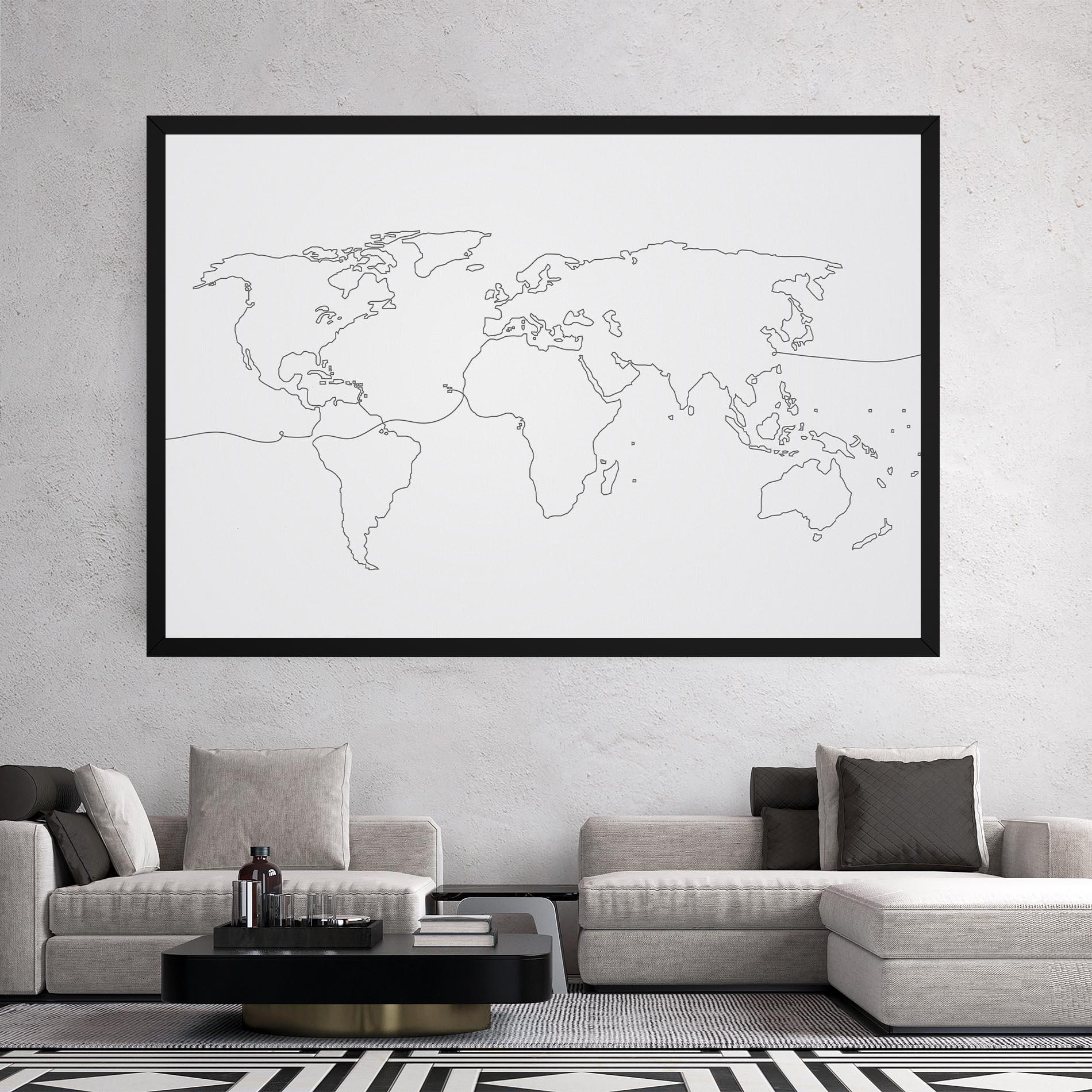 Leinwandbild Continuous Line Map mockup 2