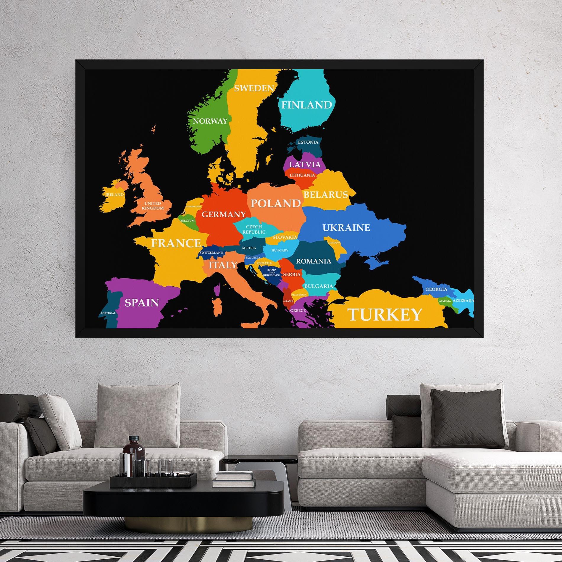 Leinwandbild Europe Map Art mockup 2