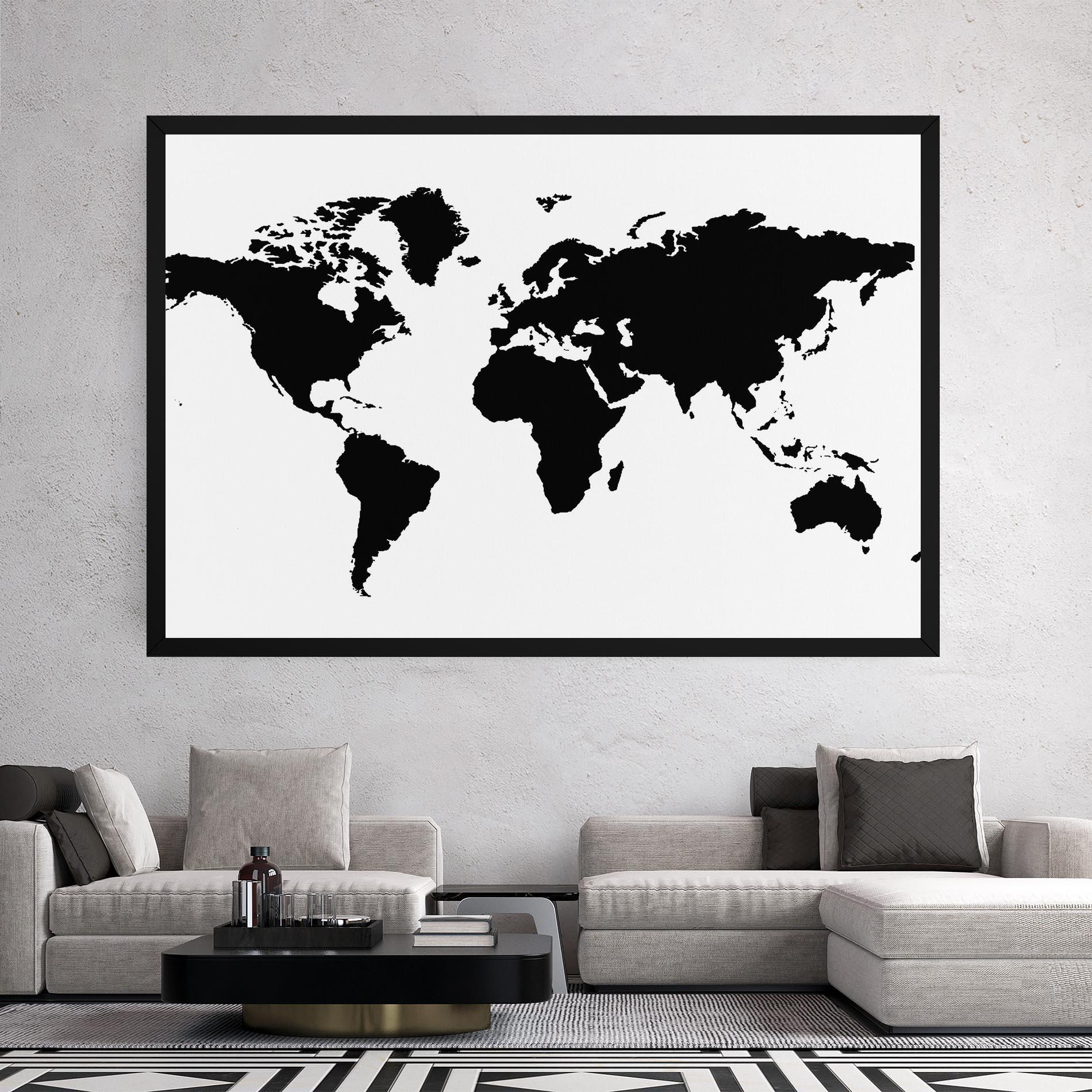 Leinwandbild Global Black Map mockup 2