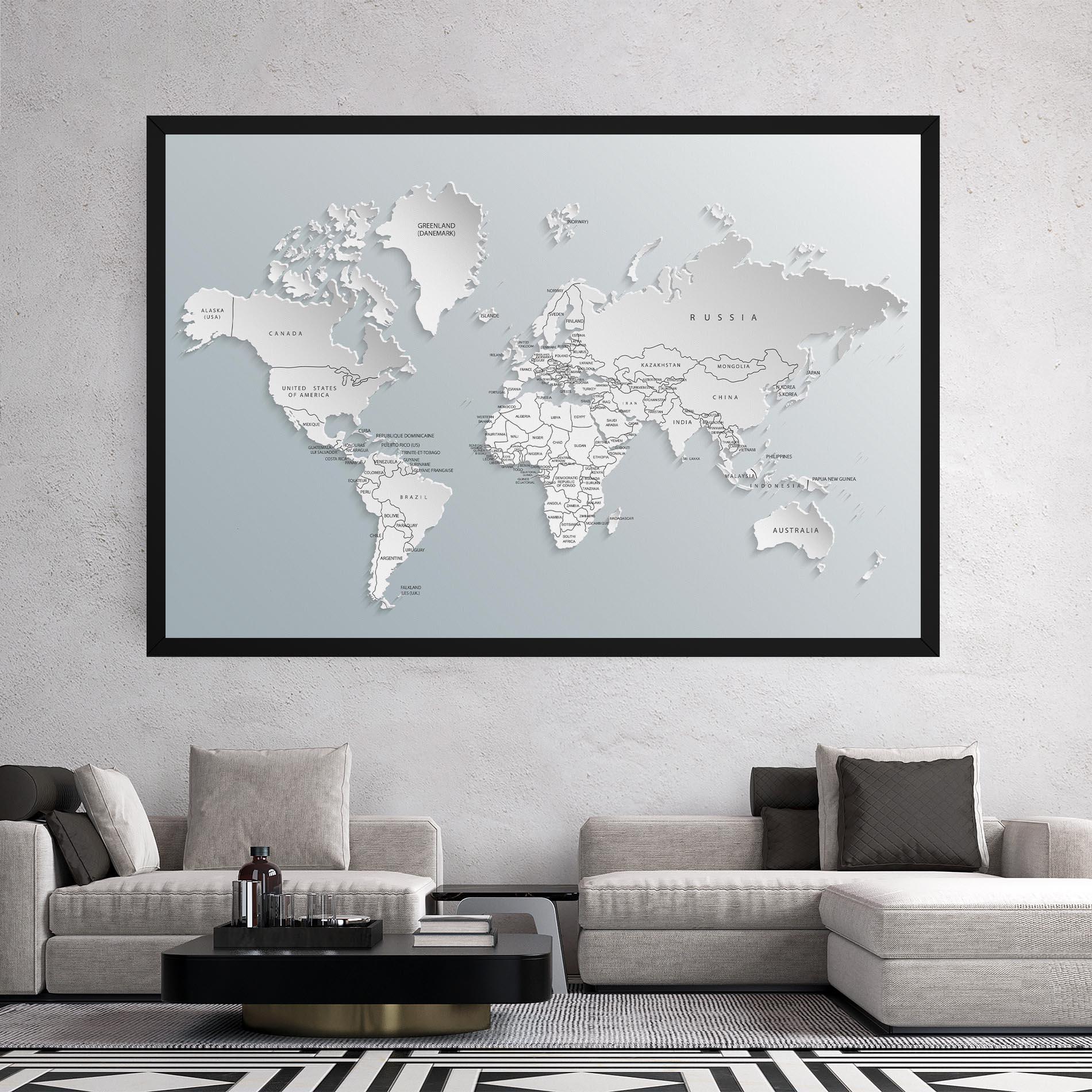 Leinwandbild Grey White Map mockup 2