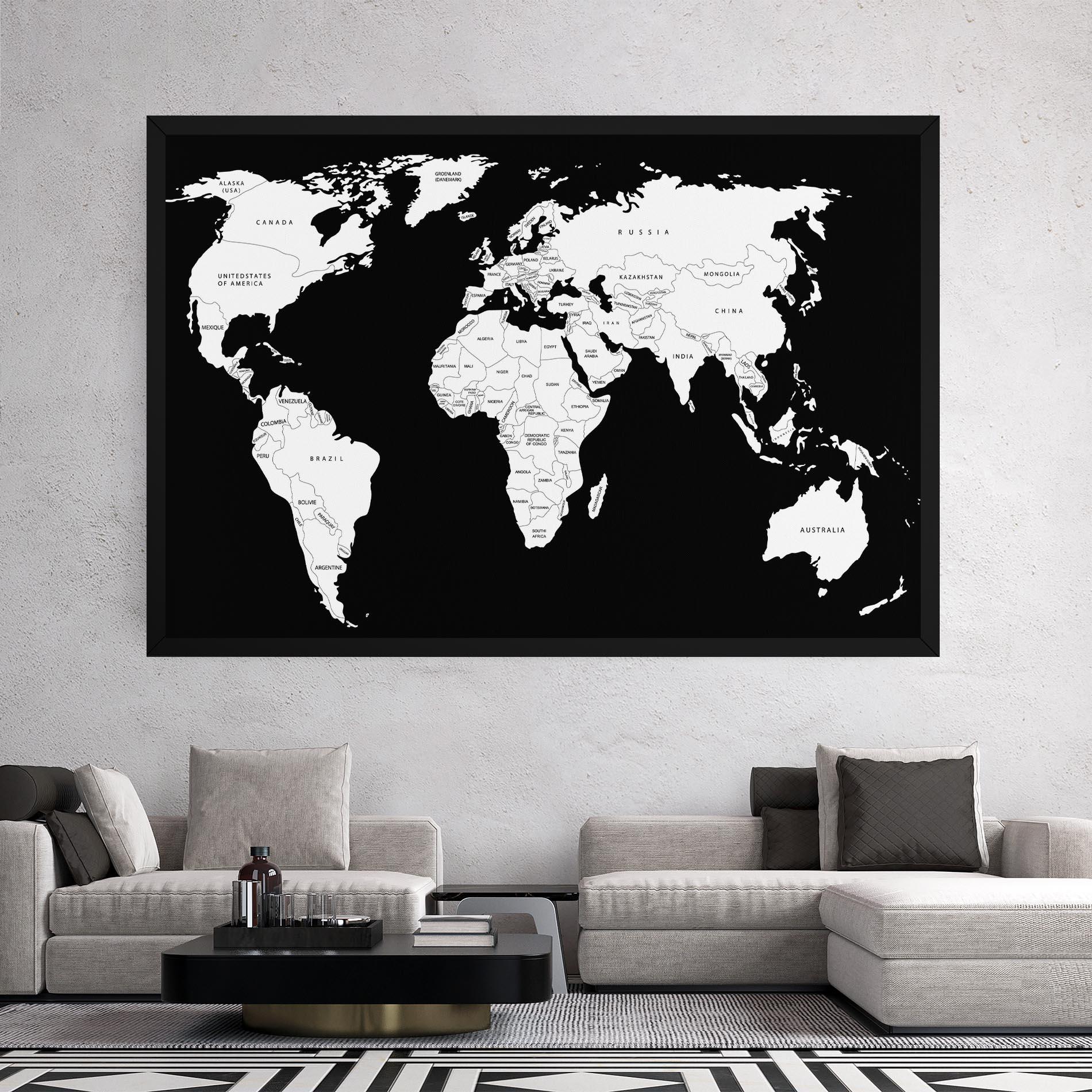 Leinwandbild White World Map mockup 2