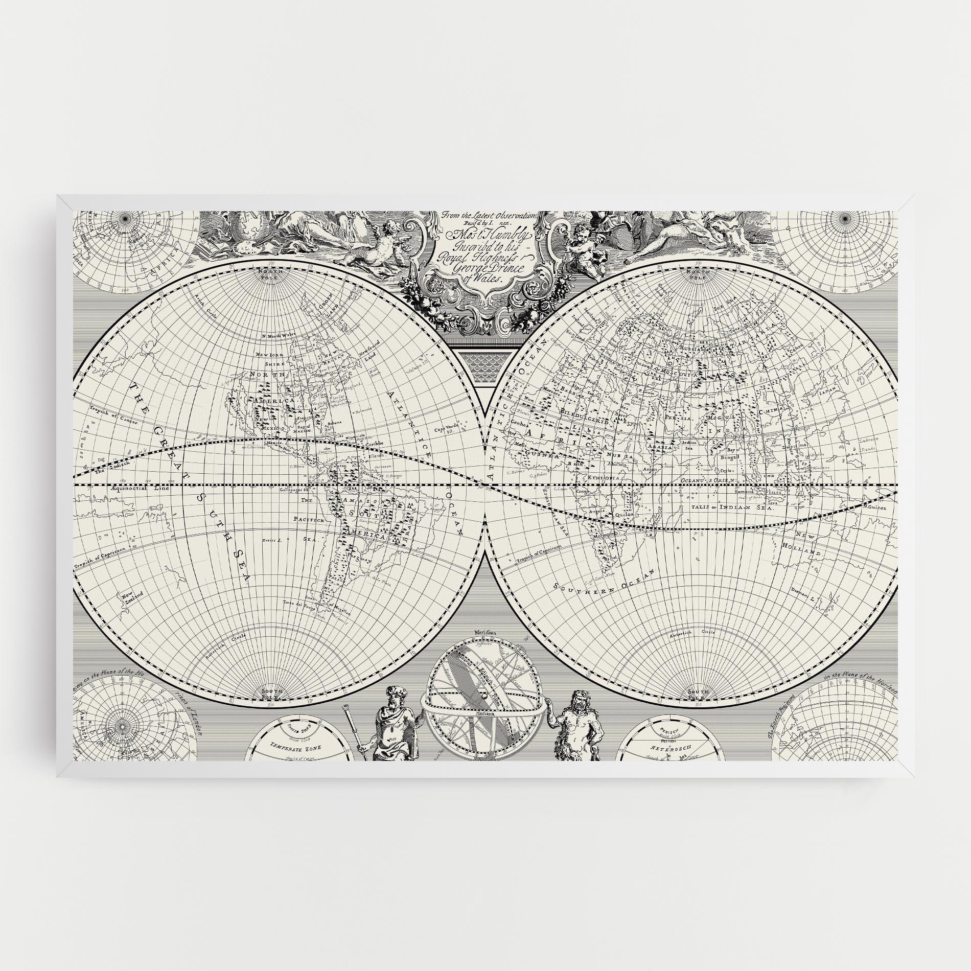 Leinwandbild Black White Map mockup 0