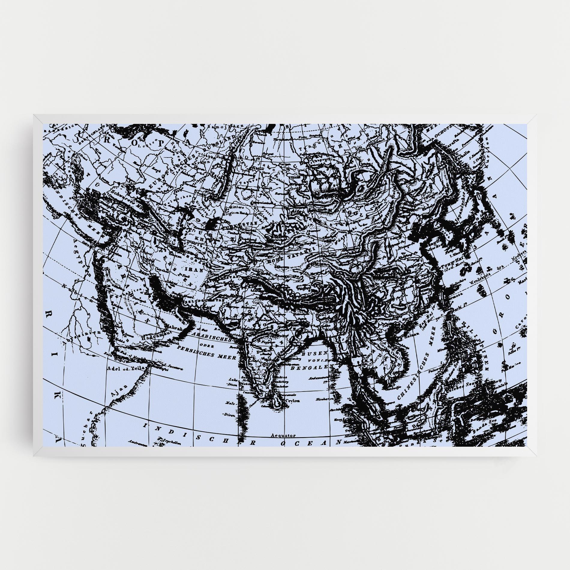 Leinwandbild Blue Old Map mockup 0