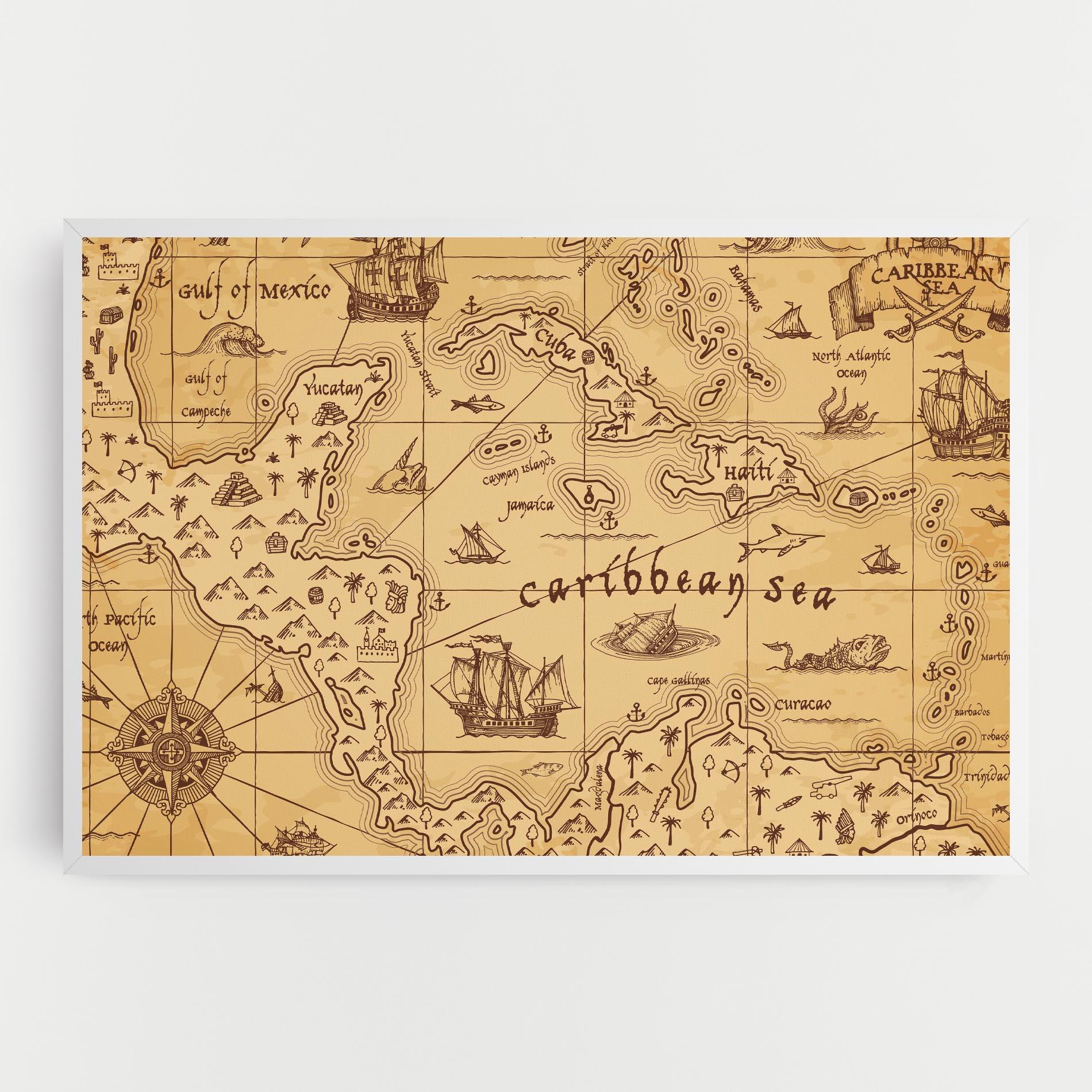 Leinwandbild Caribbean Sea Map mockup 0