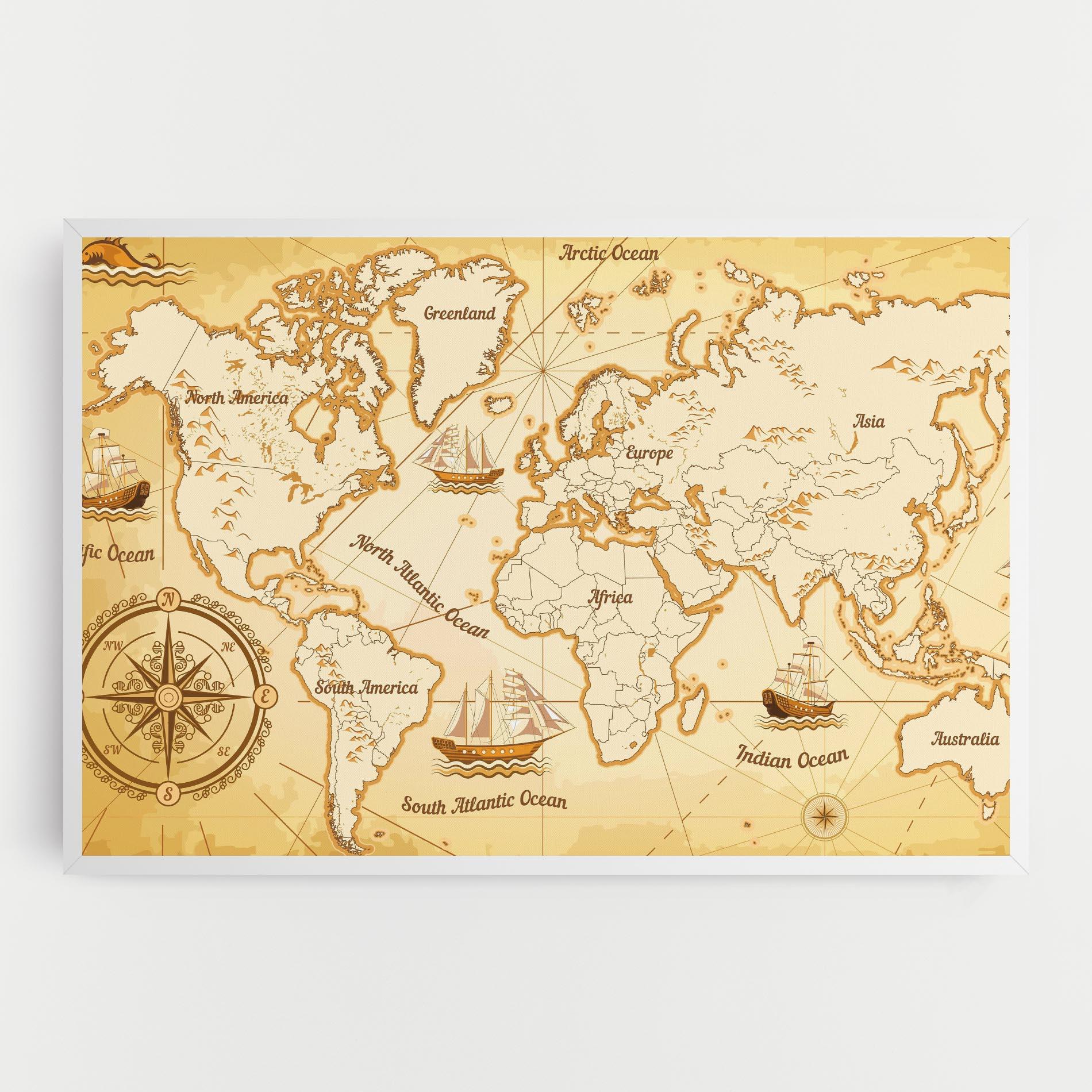 Leinwandbild Gold Old Map mockup 0