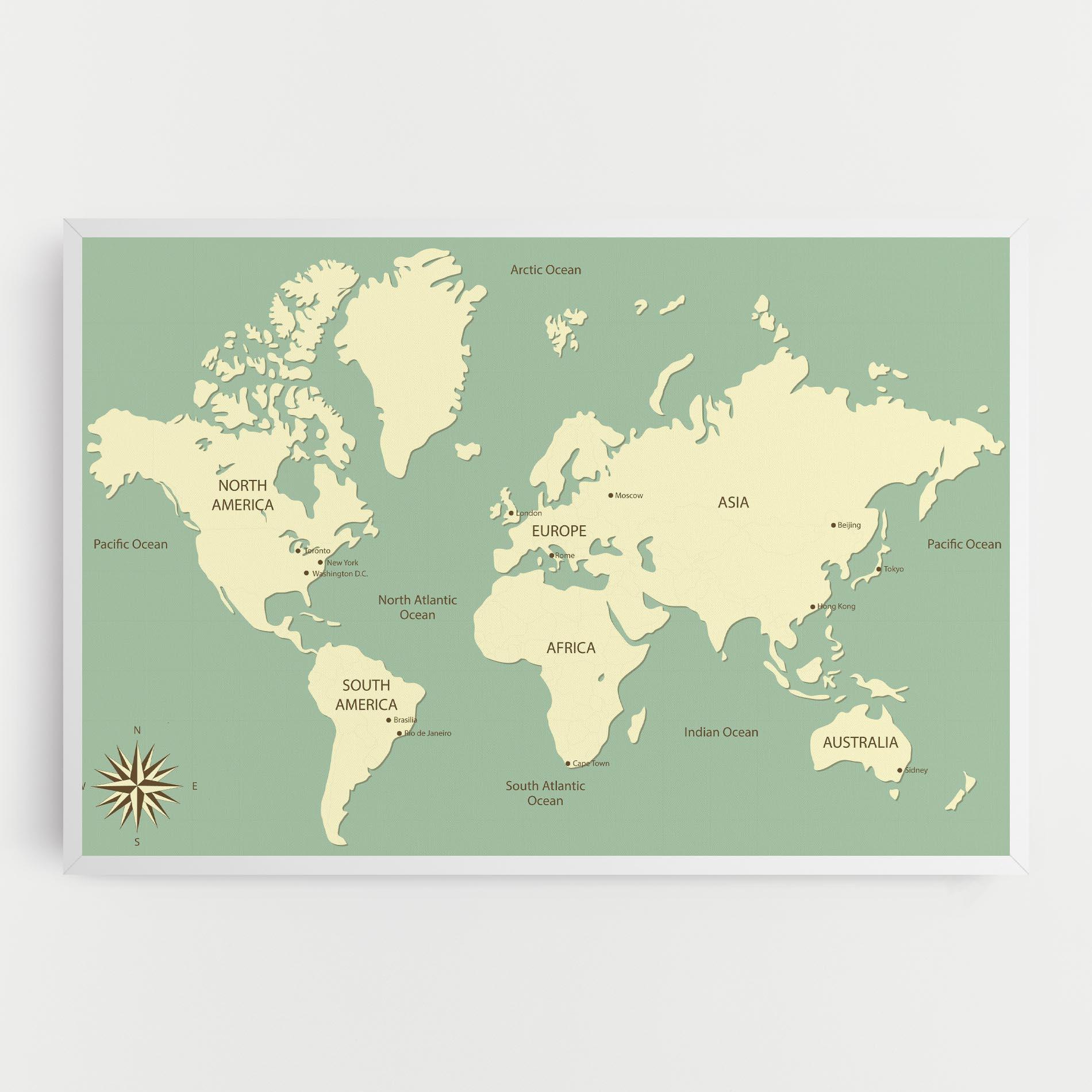 Leinwandbild Green Cream Map mockup 0