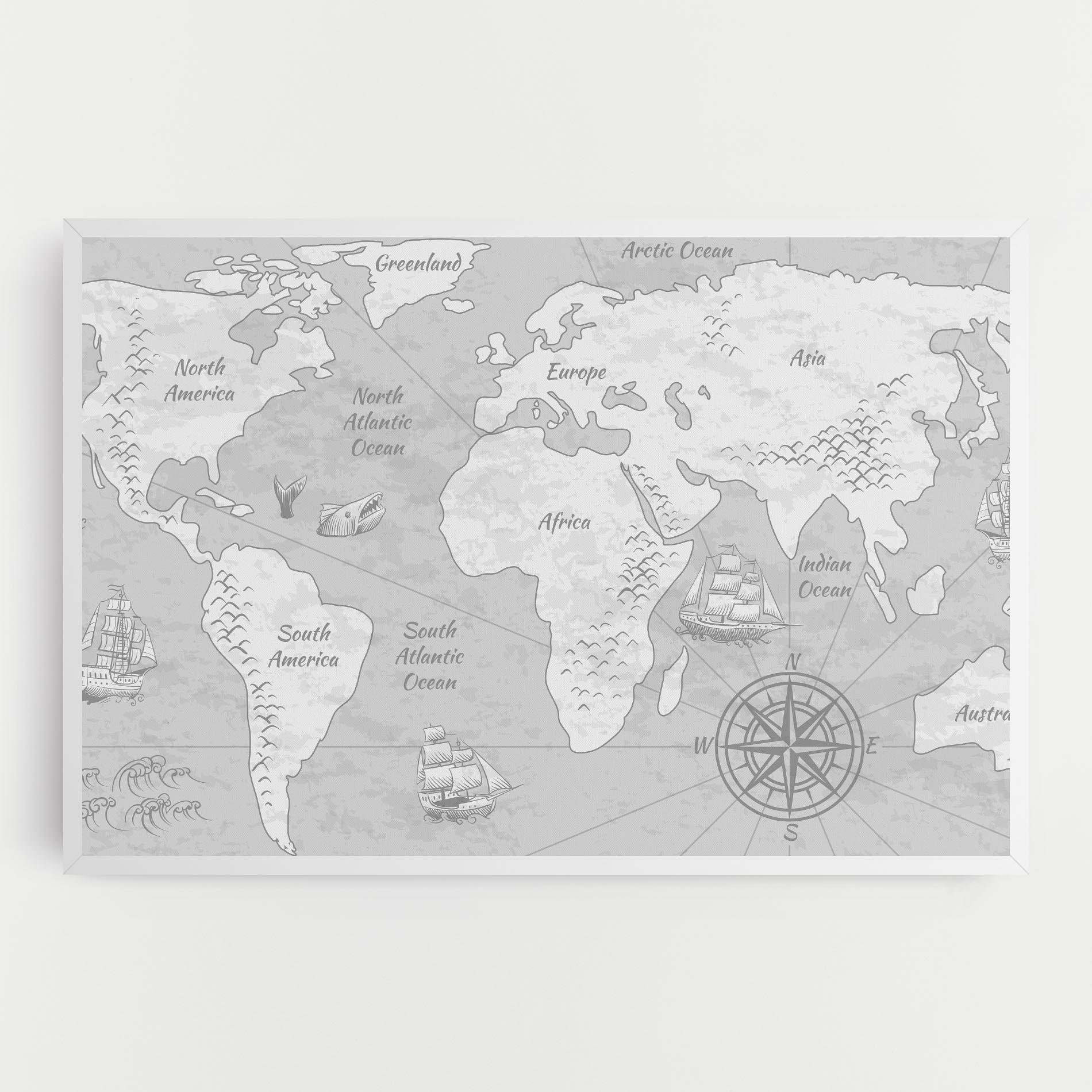 Leinwandbild Grey Old Map mockup 0