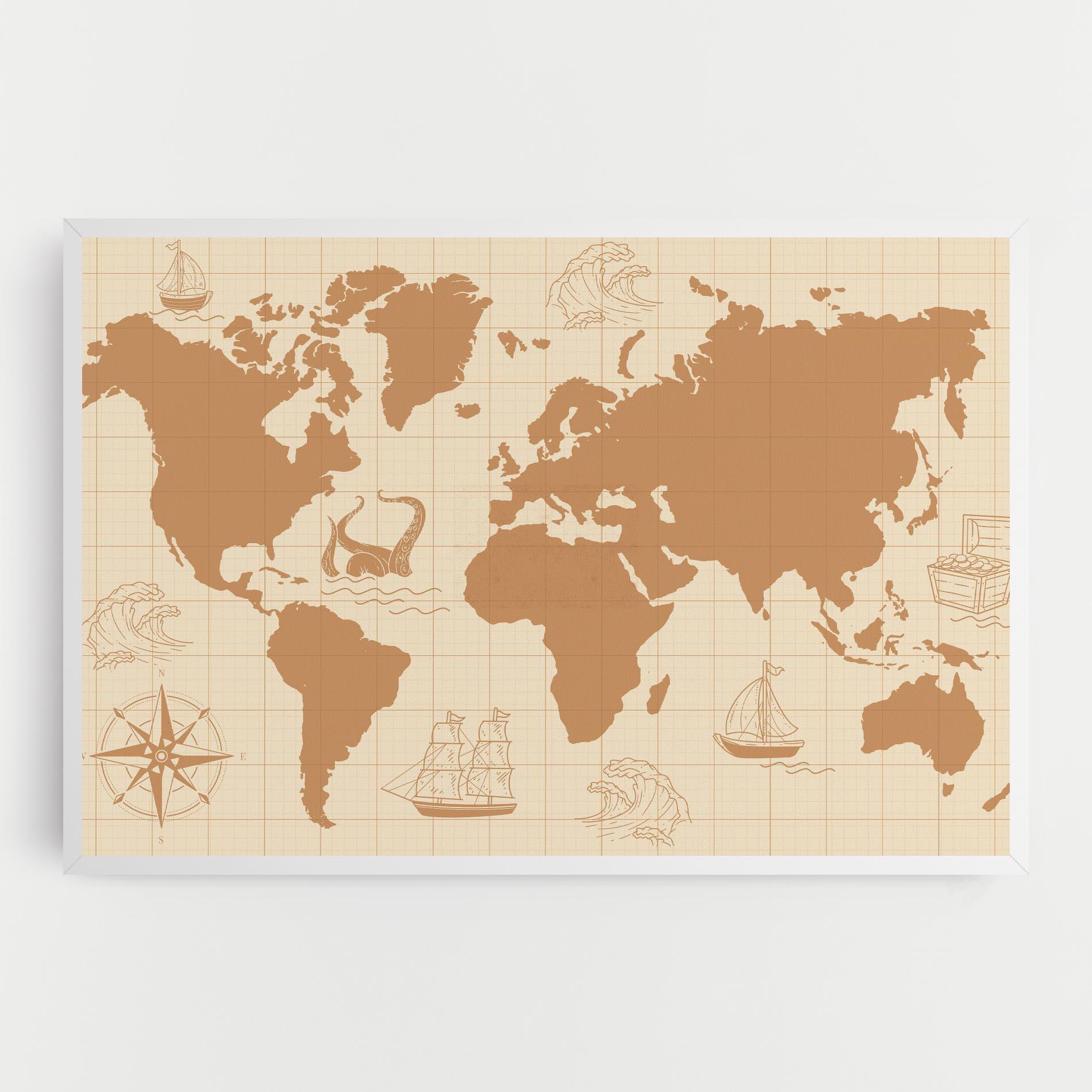 Leinwandbild Light Cream Map mockup 0