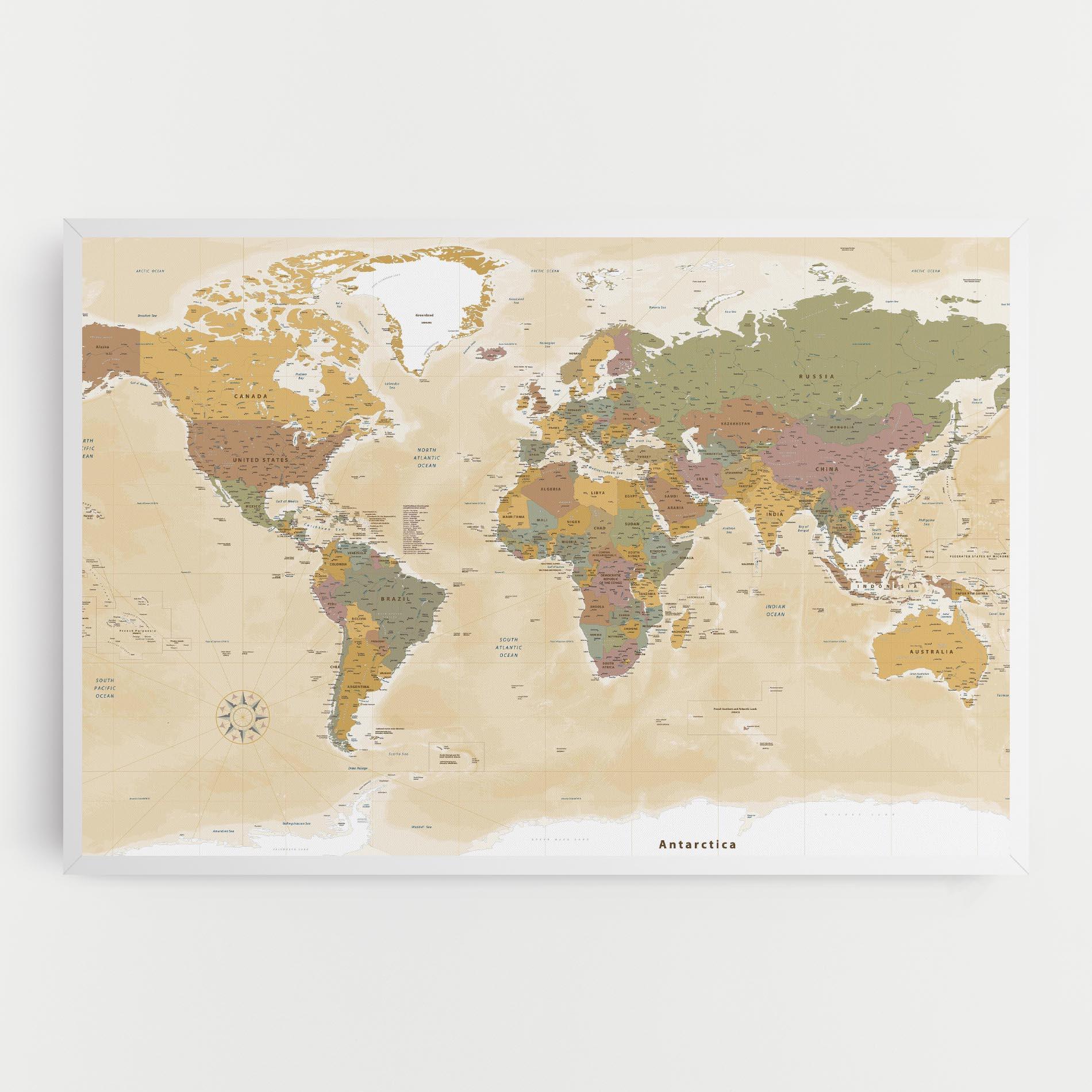 Leinwandbild World Map Vintage mockup 0
