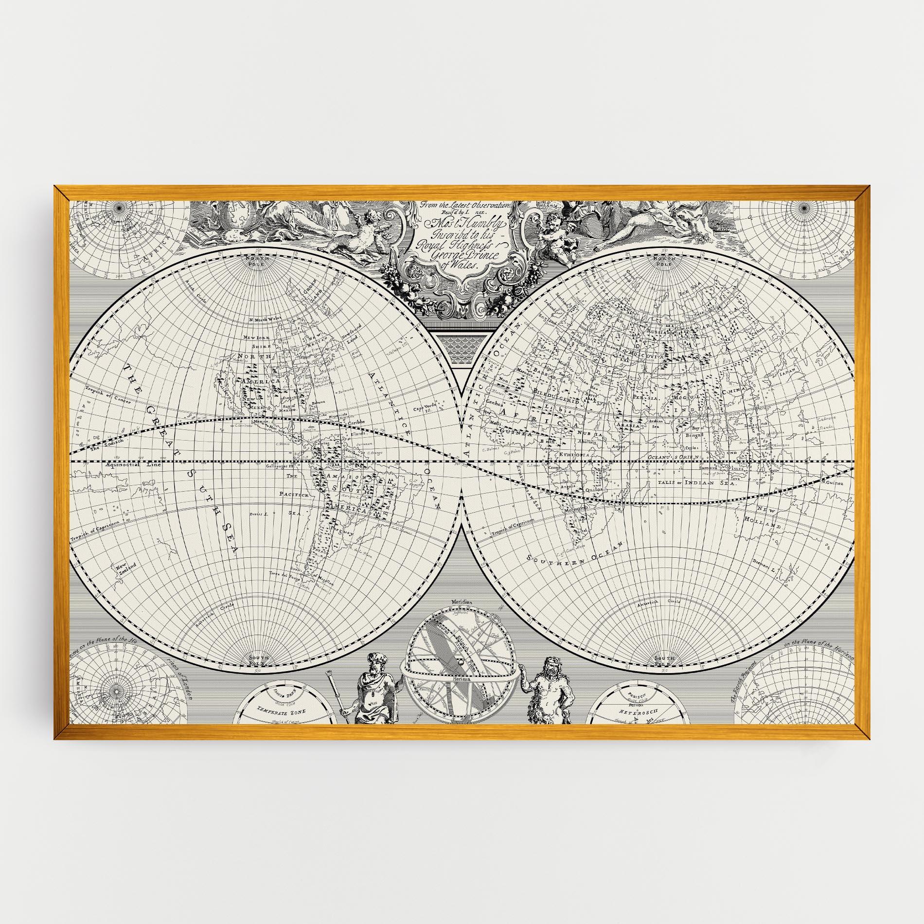 Leinwandbild Black White Map mockup 0