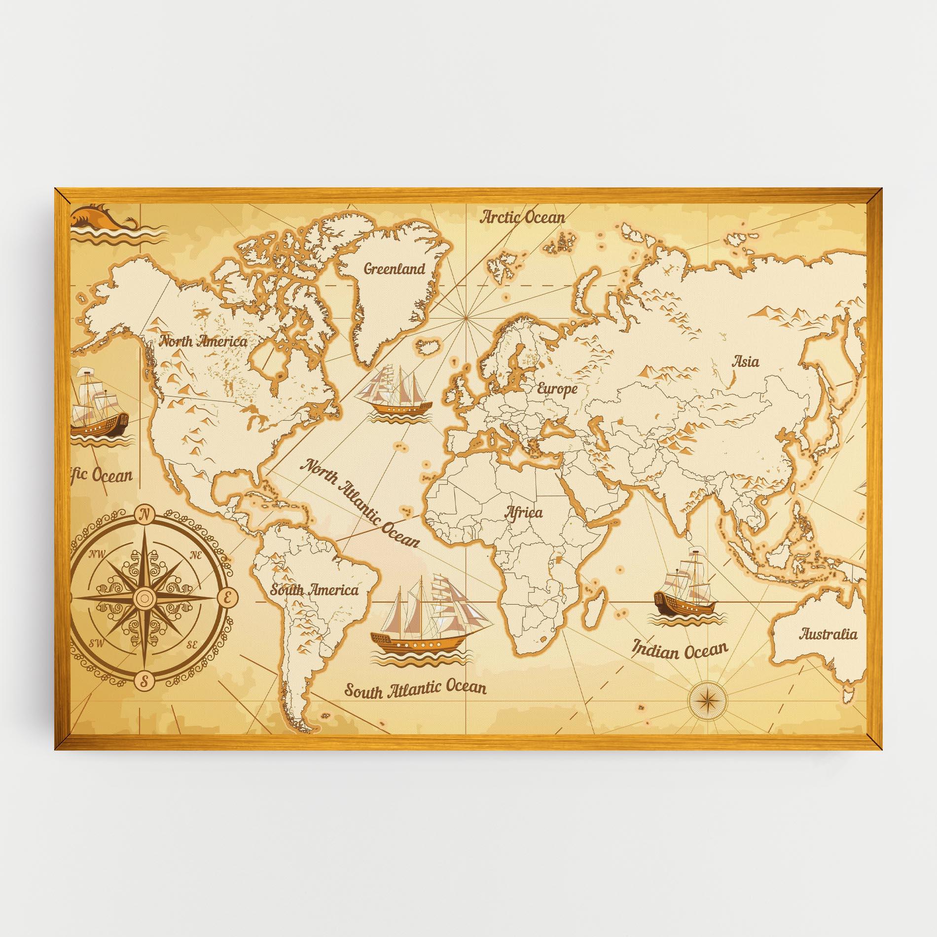 Leinwandbild Gold Old Map mockup 0