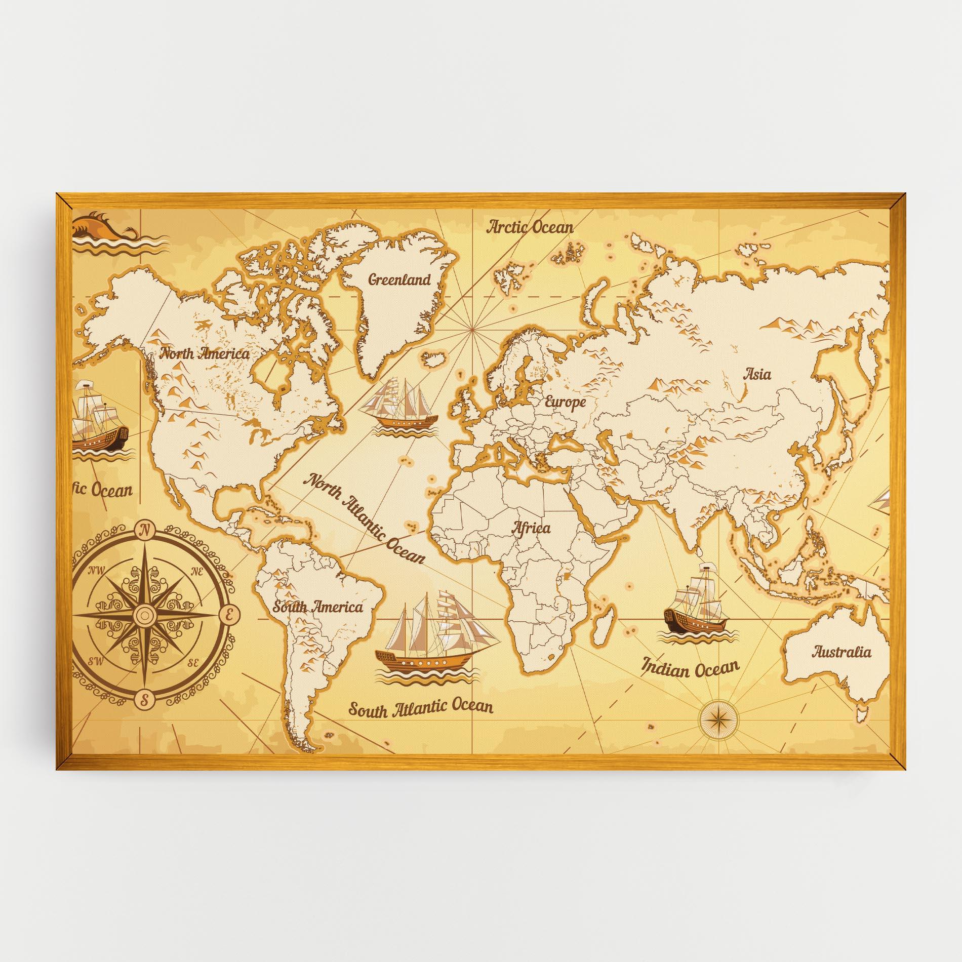 Leinwandbild Gold Vintage Map mockup 0