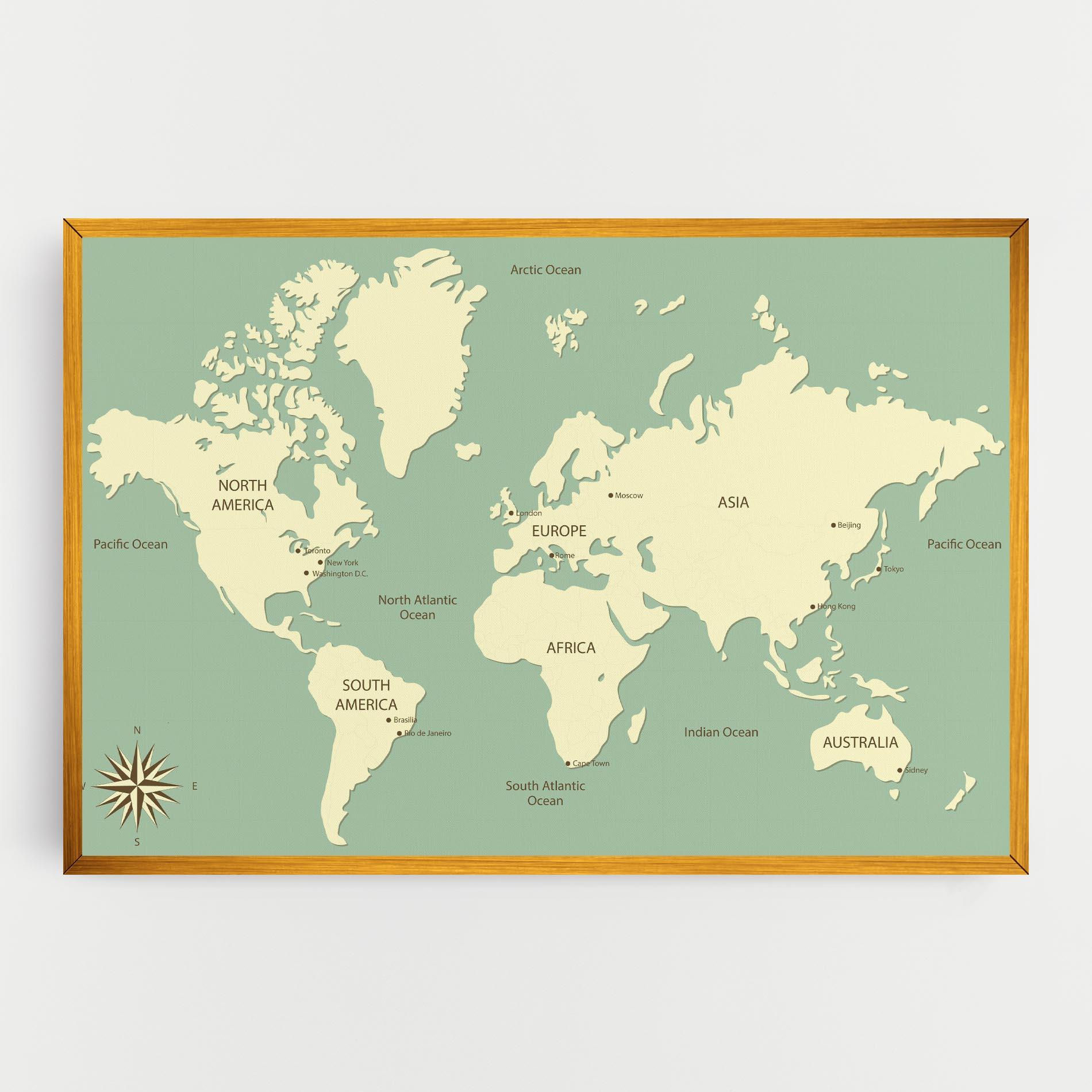 Leinwandbild Green Cream Map mockup 0