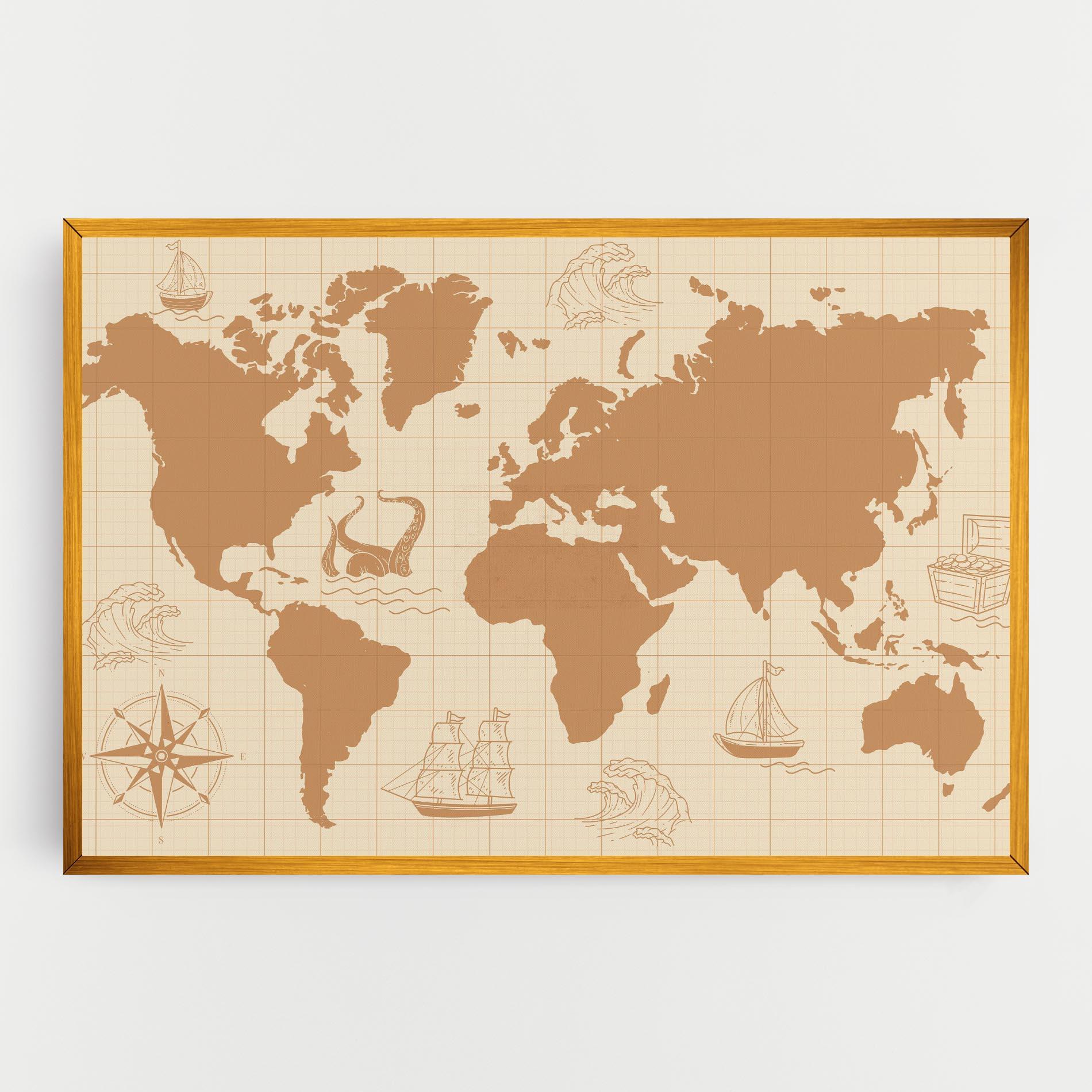 Leinwandbild Light Cream Map mockup 0